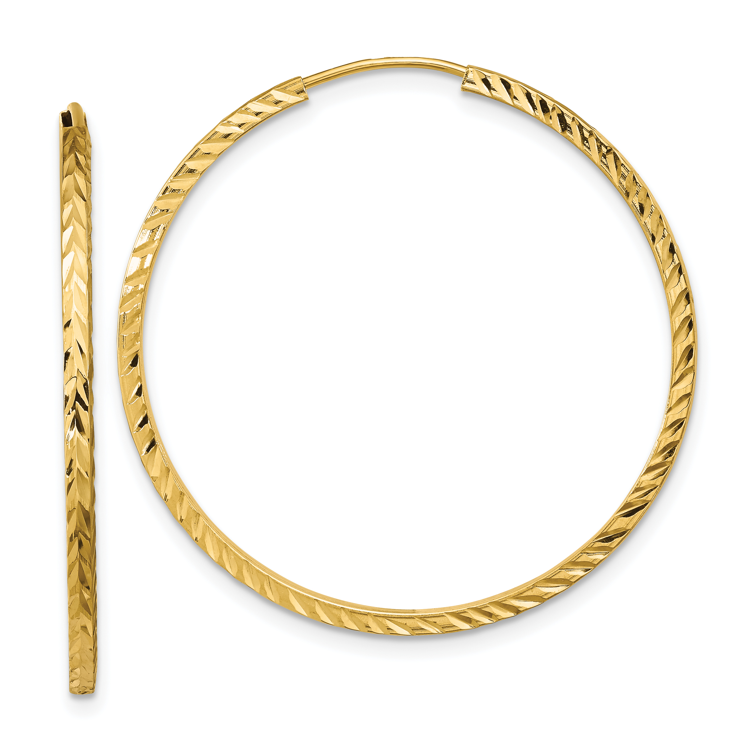  15 mm 14k Yellow Gold Polished Diamond-cut Square Tube Endless Hoop Earrings 1.35 mm Unknown Friendly Weight 14K yellow gold - view 30