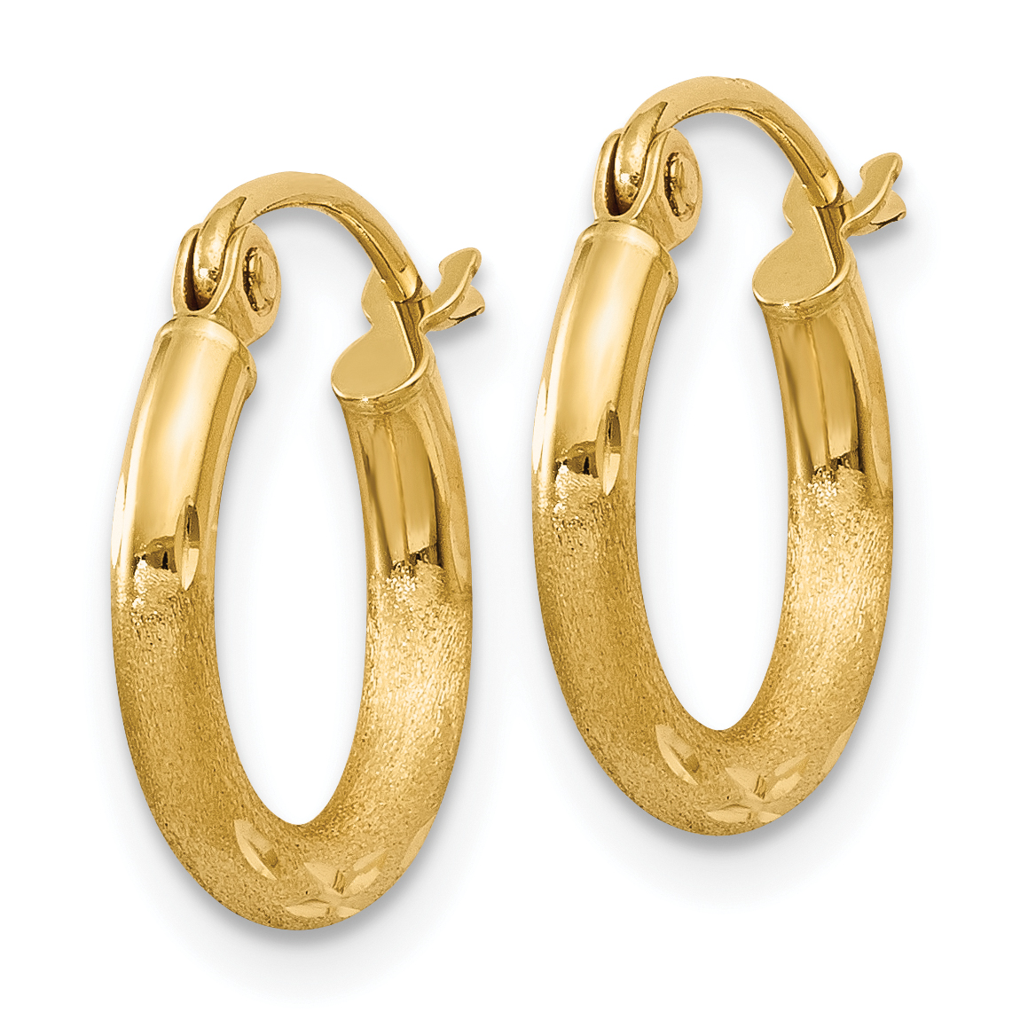  13 mm 10k Yellow Gold Satin and Diamond-cut Hoop Earrings  Unknown Friendly Weight 10K yellow gold