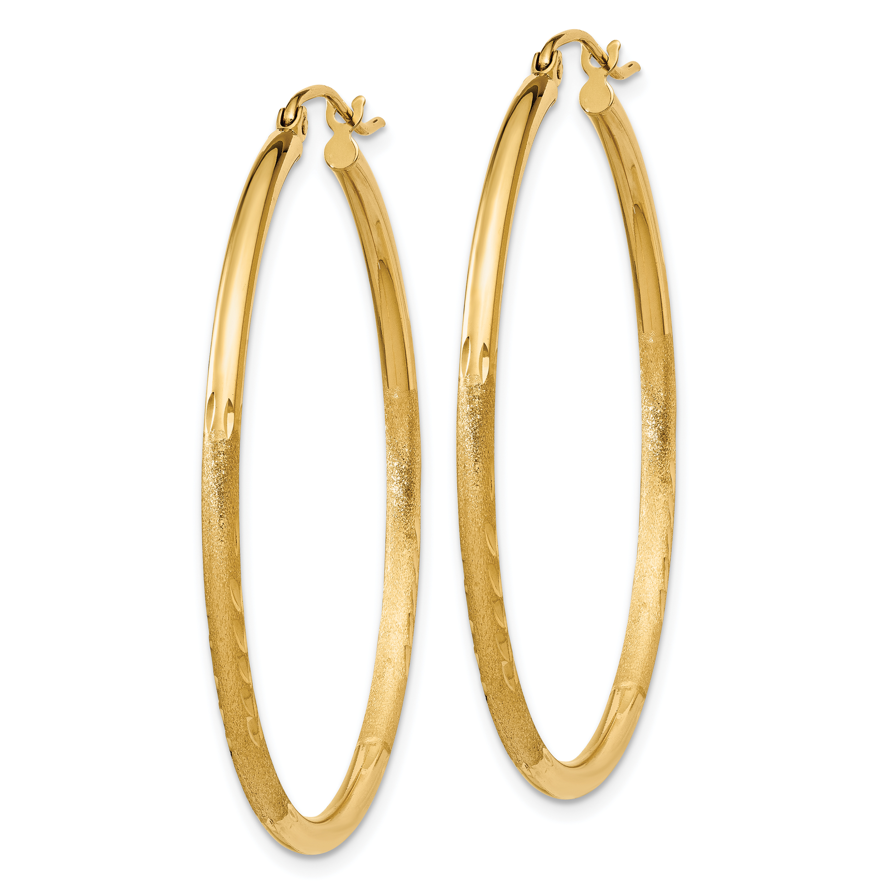  13 mm 10k Yellow Gold Satin and Diamond-cut Hoop Earrings  Unknown Friendly Weight 10K yellow gold - view 41