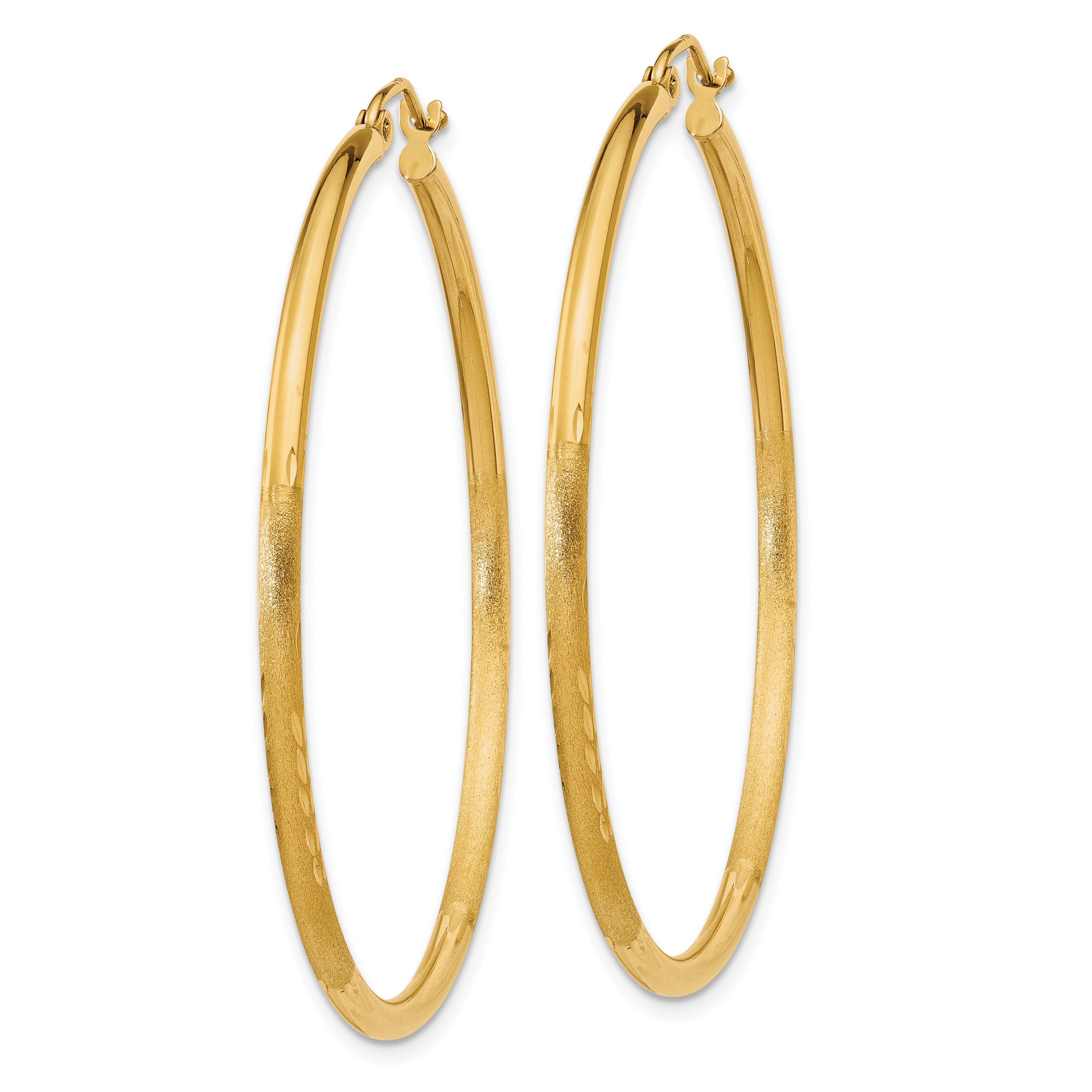  13 mm 10k Yellow Gold Satin and Diamond-cut Hoop Earrings  Unknown Friendly Weight 10K yellow gold - view 49