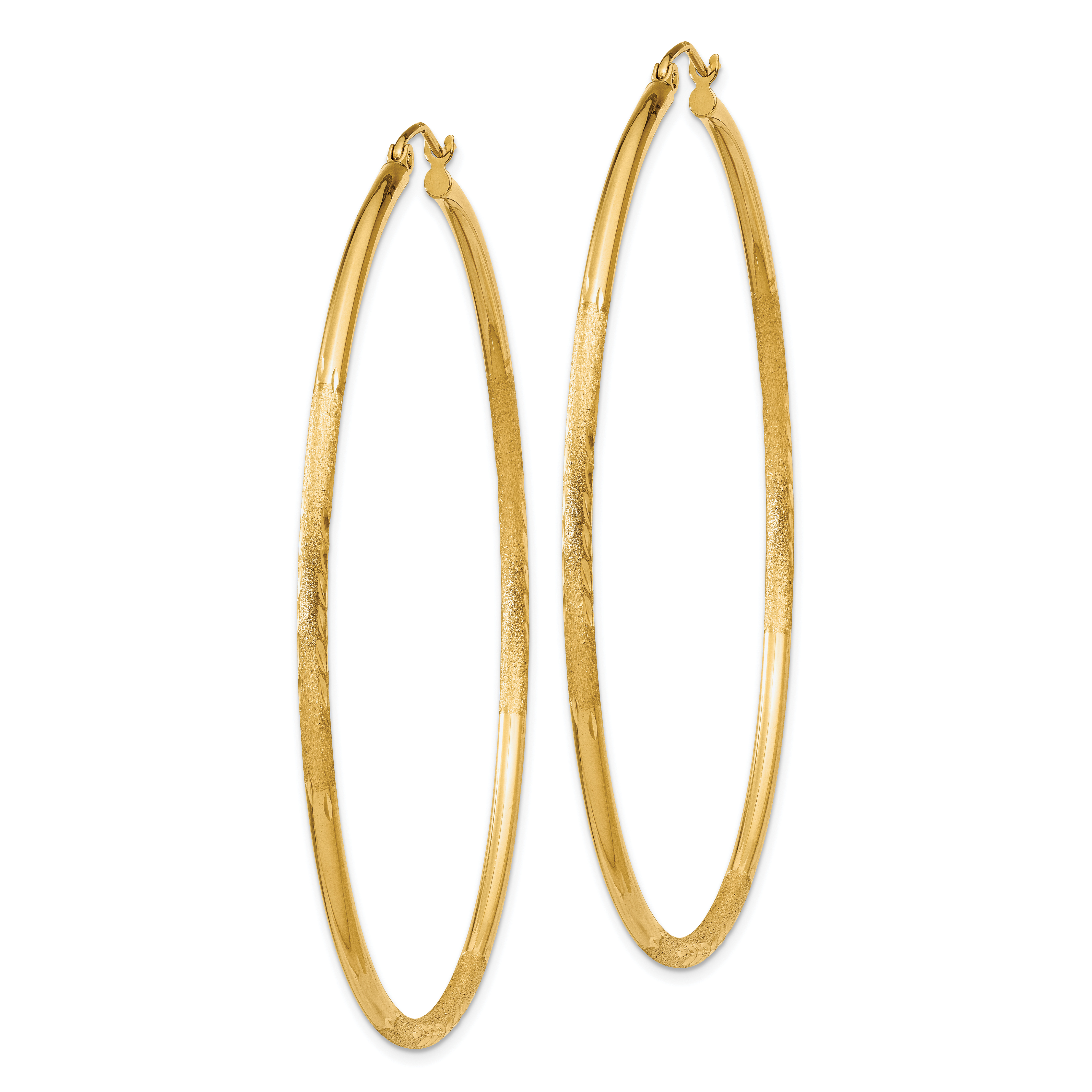  13 mm 10k Yellow Gold Satin and Diamond-cut Hoop Earrings  Unknown Friendly Weight 10K yellow gold - view 73