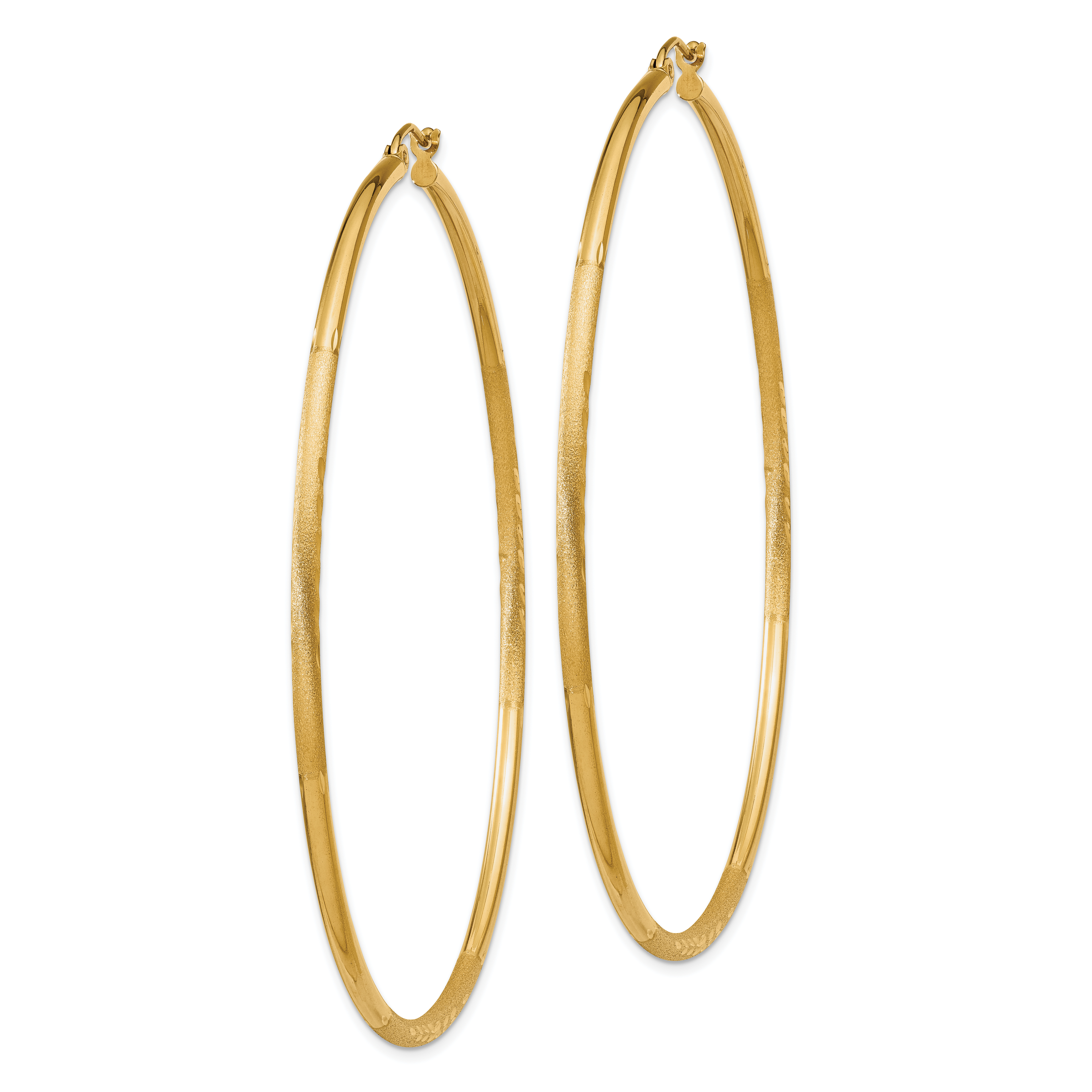  13 mm 10k Yellow Gold Satin and Diamond-cut Hoop Earrings  Unknown Friendly Weight 10K yellow gold - view 77