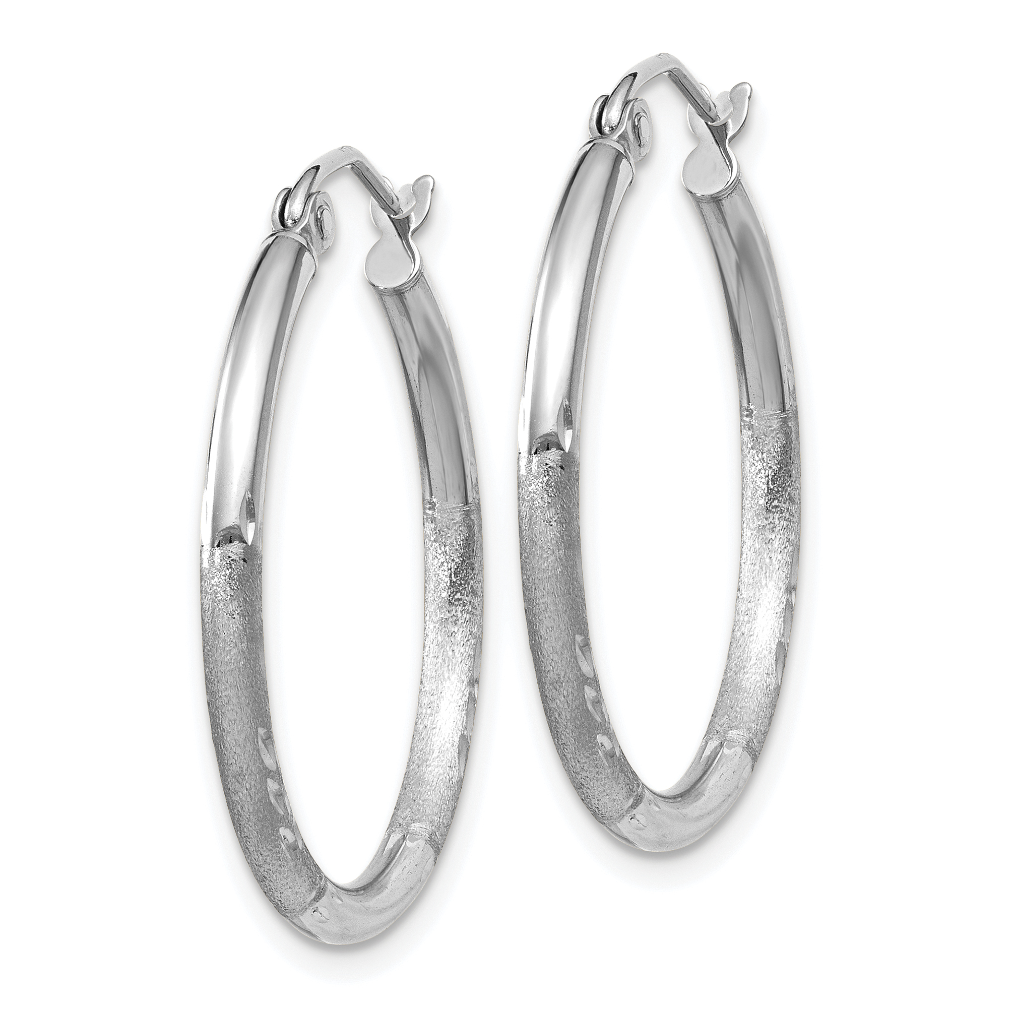  13 mm 14k White Gold Satin and Diamond-cut Hoop Earrings  Unknown Friendly Weight 14K white gold - view 21