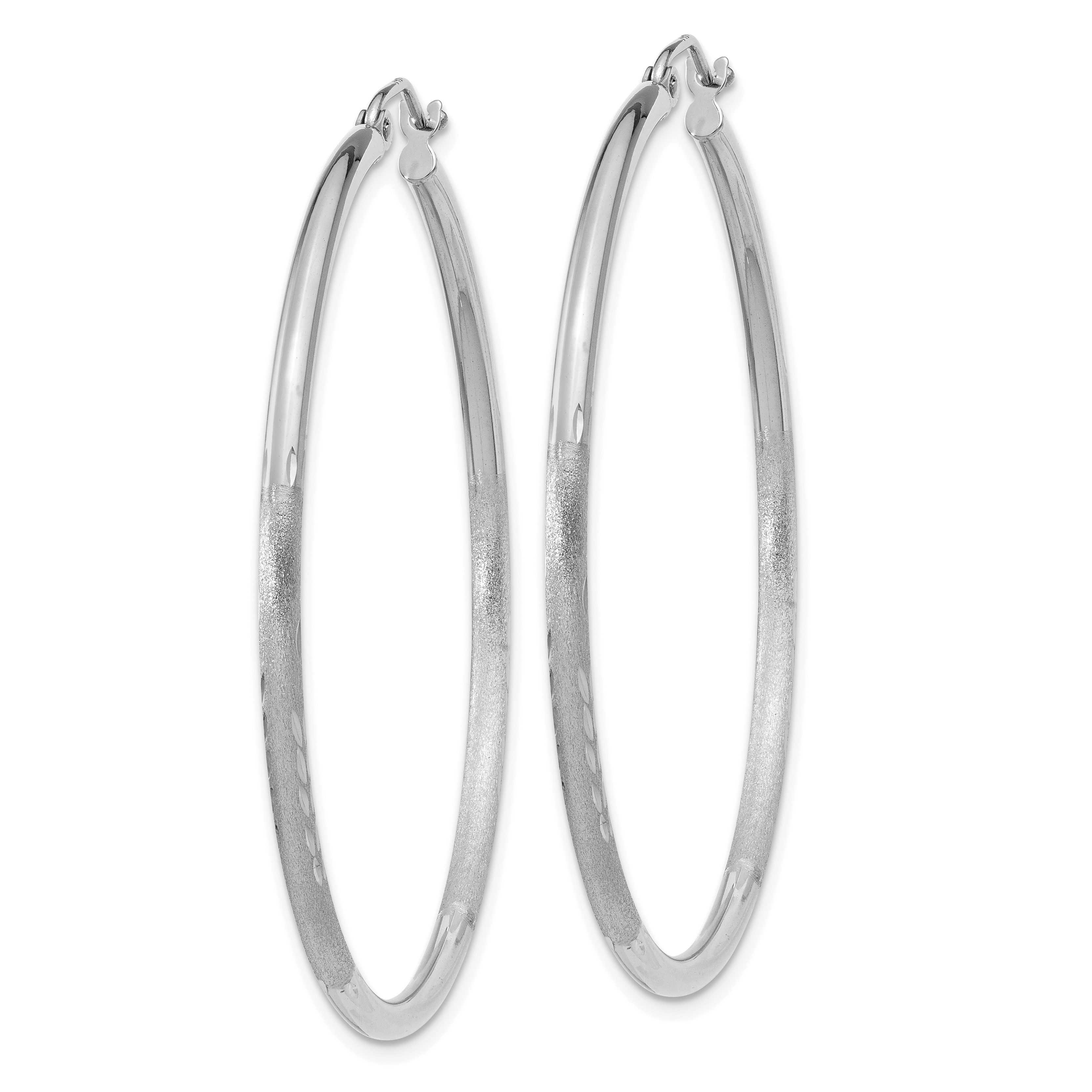  13 mm 14k White Gold Satin and Diamond-cut Hoop Earrings  Unknown Friendly Weight 14K white gold - view 37