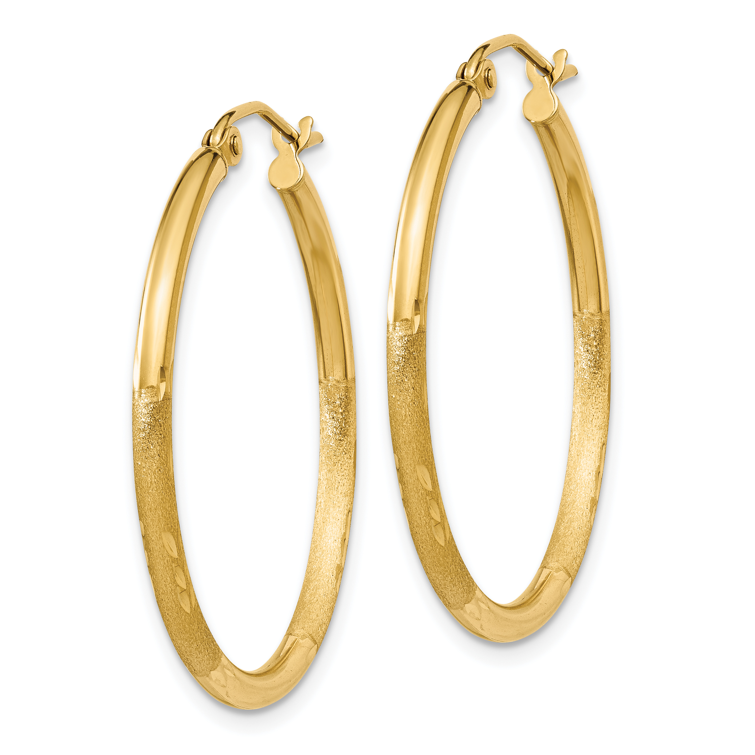  13 mm 14k Yellow Gold Satin and Diamond-cut Hoop Earrings  Unknown Friendly Weight 14K yellow gold - view 29