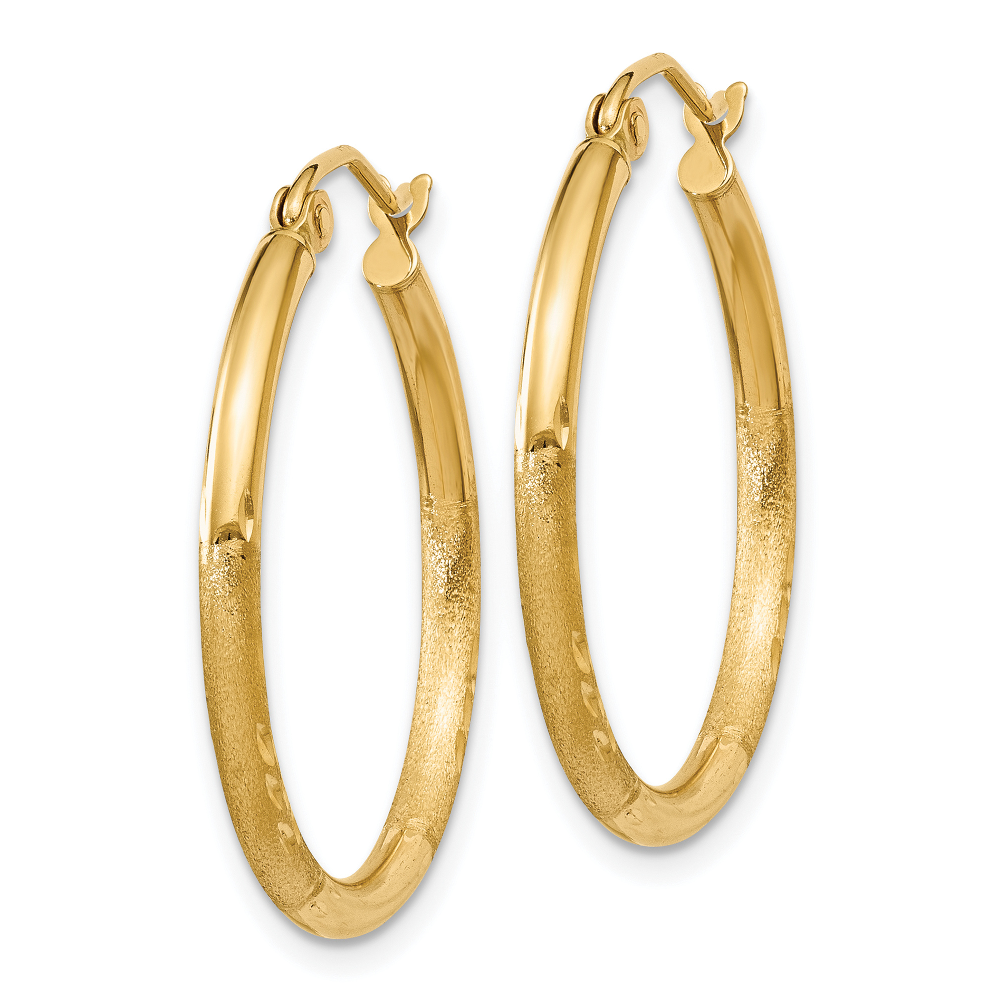  13 mm 14k Yellow Gold Satin and Diamond-cut Hoop Earrings  Unknown Friendly Weight 14K yellow gold - view 21