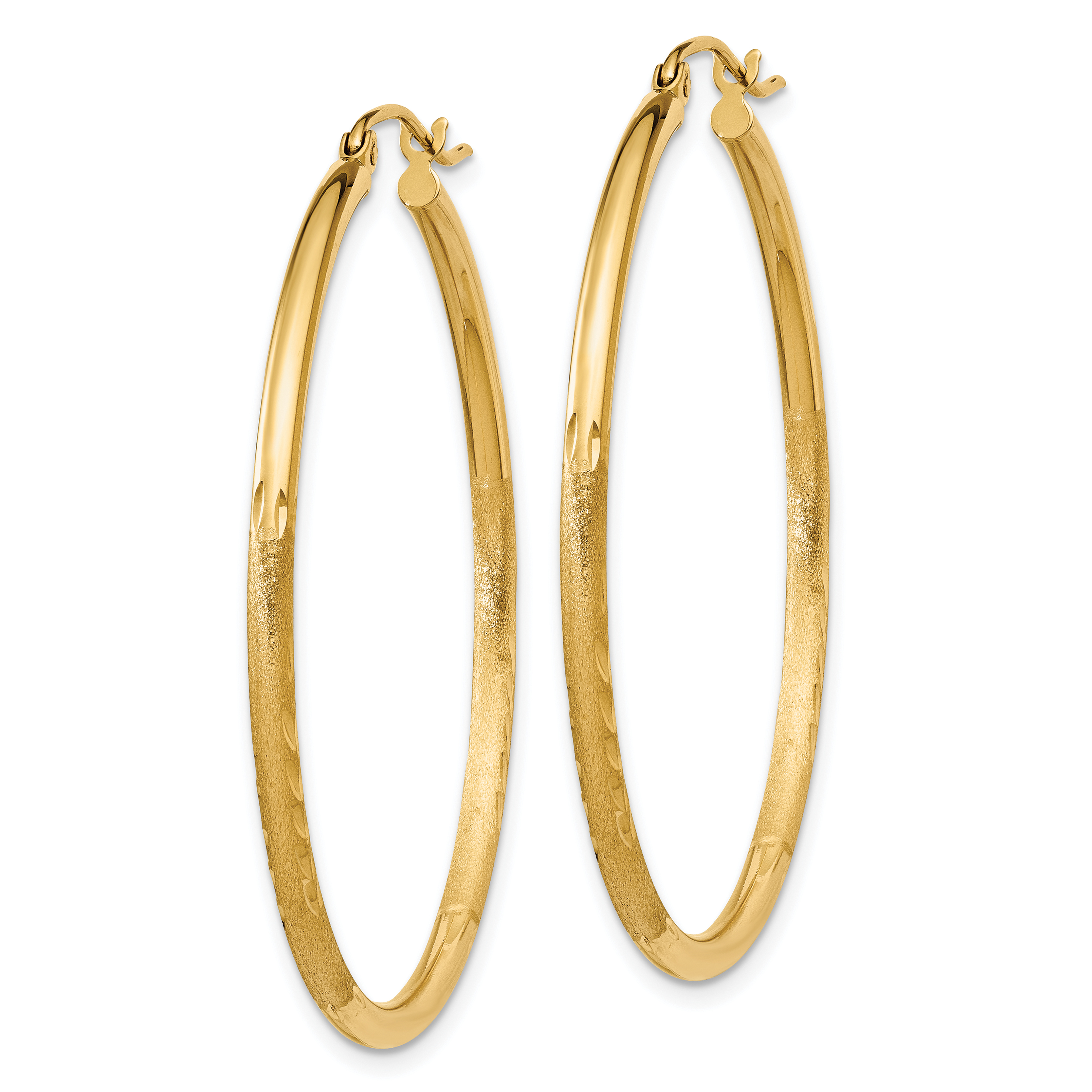  13 mm 14k Yellow Gold Satin and Diamond-cut Hoop Earrings  Unknown Friendly Weight 14K yellow gold - view 53