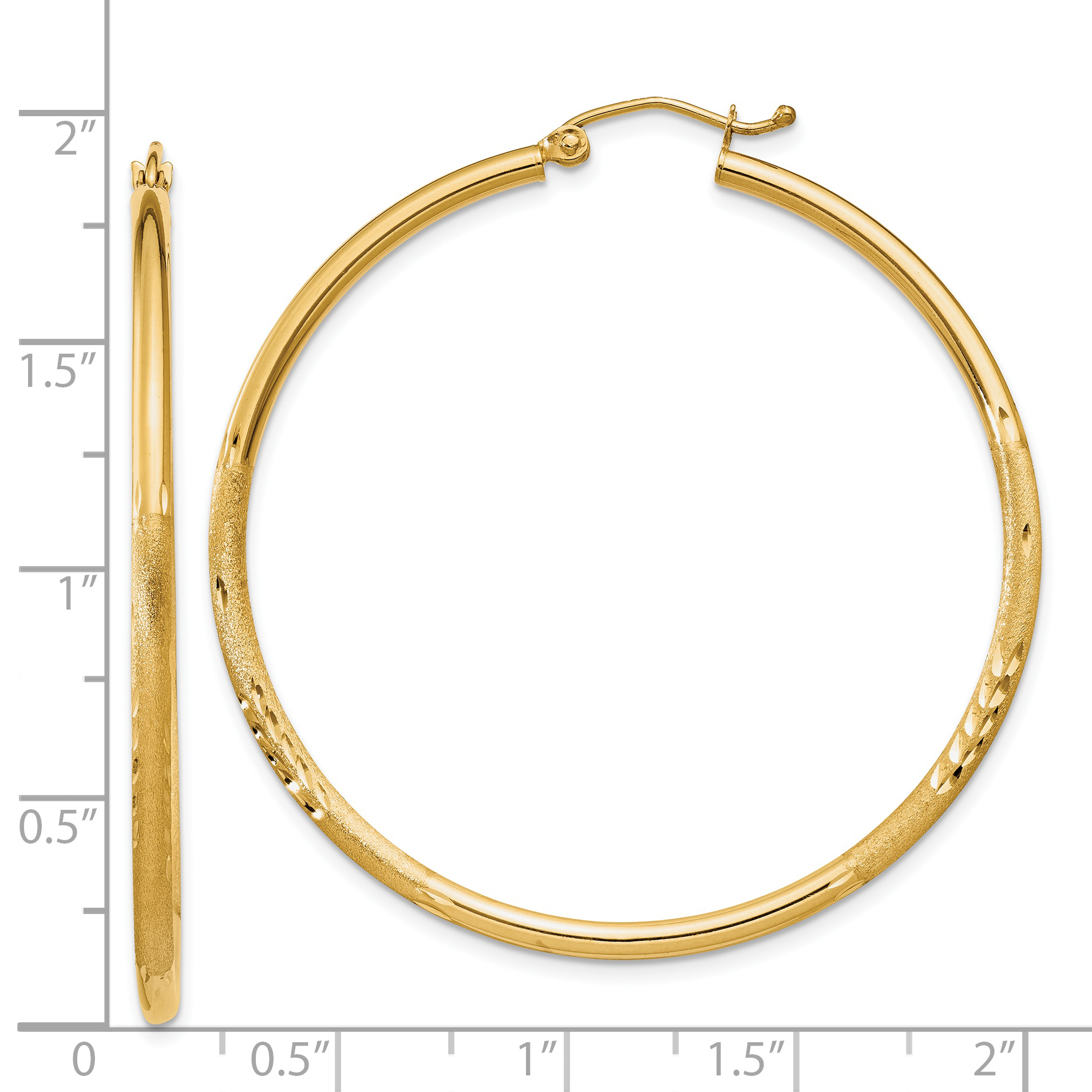  13 mm 14k Yellow Gold Satin and Diamond-cut Hoop Earrings  Unknown Friendly Weight 14K yellow gold - view 63