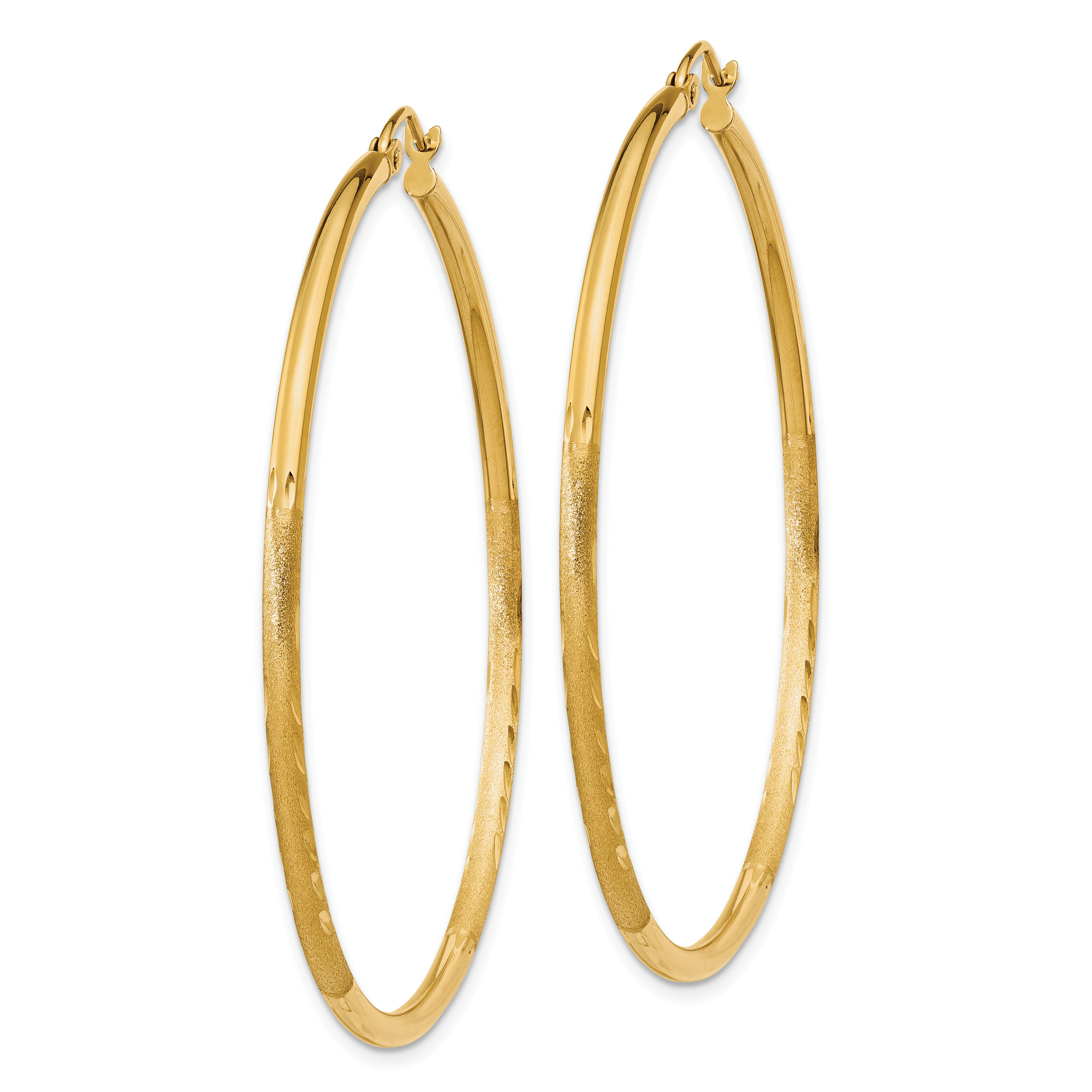  13 mm 14k Yellow Gold Satin and Diamond-cut Hoop Earrings  Unknown Friendly Weight 14K yellow gold - view 69