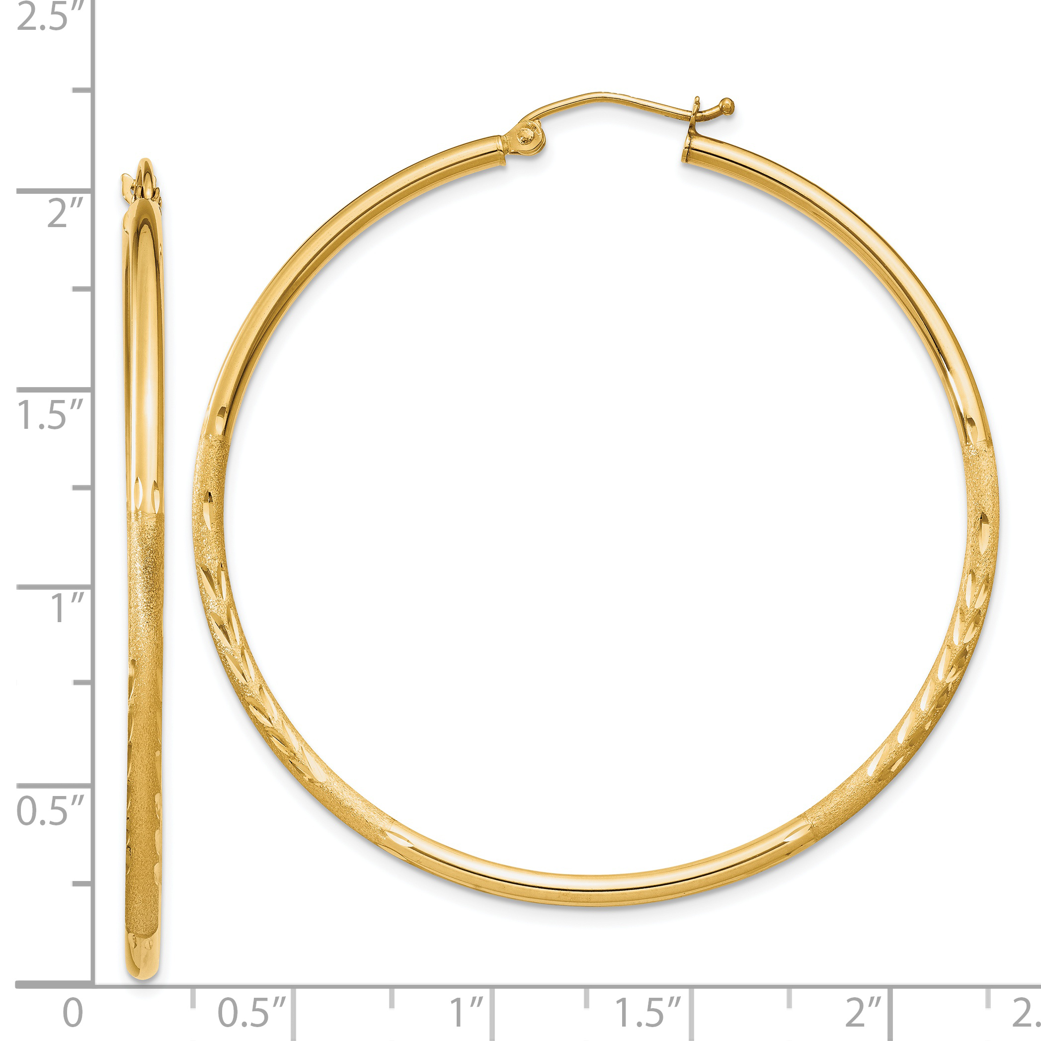  13 mm 14k Yellow Gold Satin and Diamond-cut Hoop Earrings  Unknown Friendly Weight 14K yellow gold - view 71
