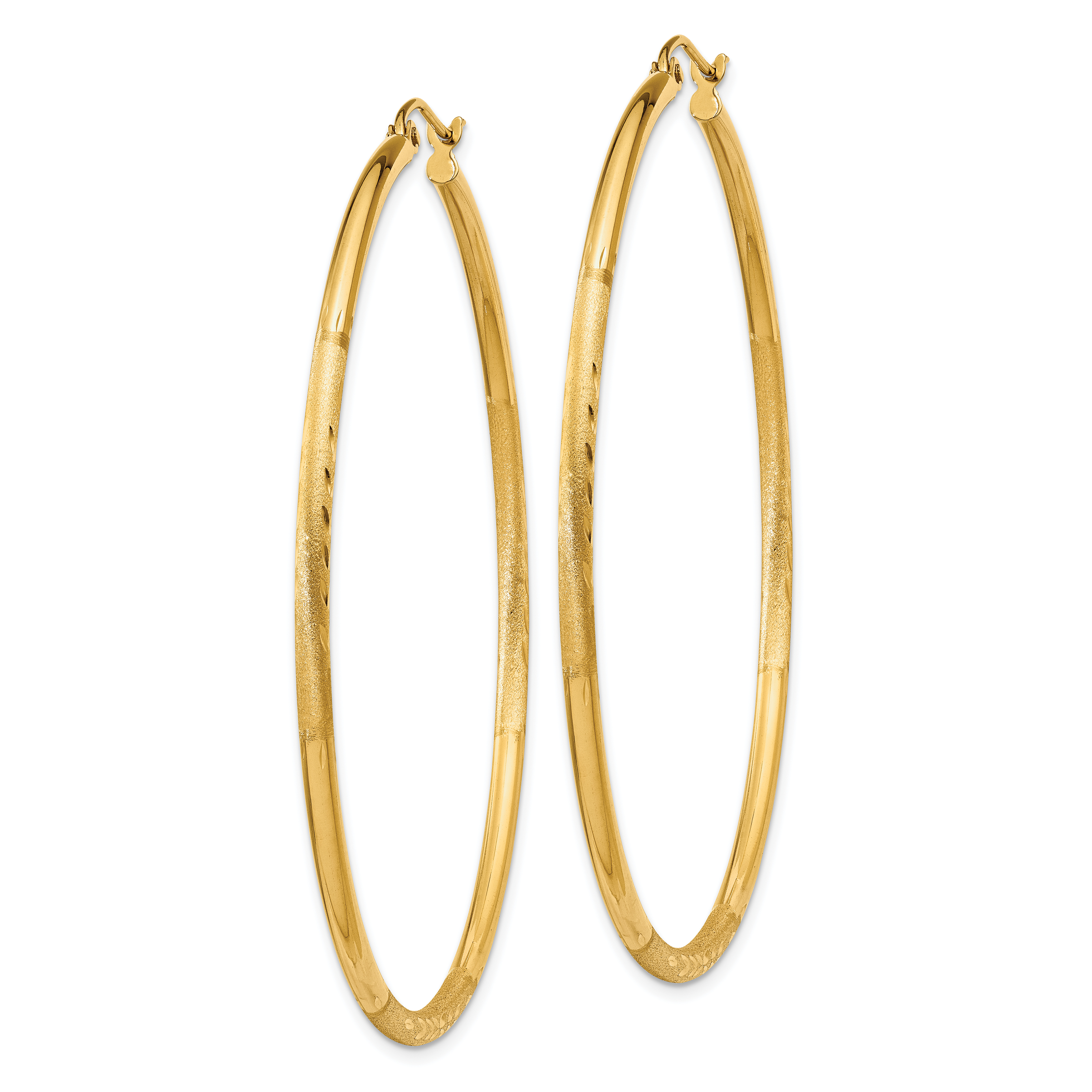  13 mm 14k Yellow Gold Satin and Diamond-cut Hoop Earrings  Unknown Friendly Weight 14K yellow gold - view 77