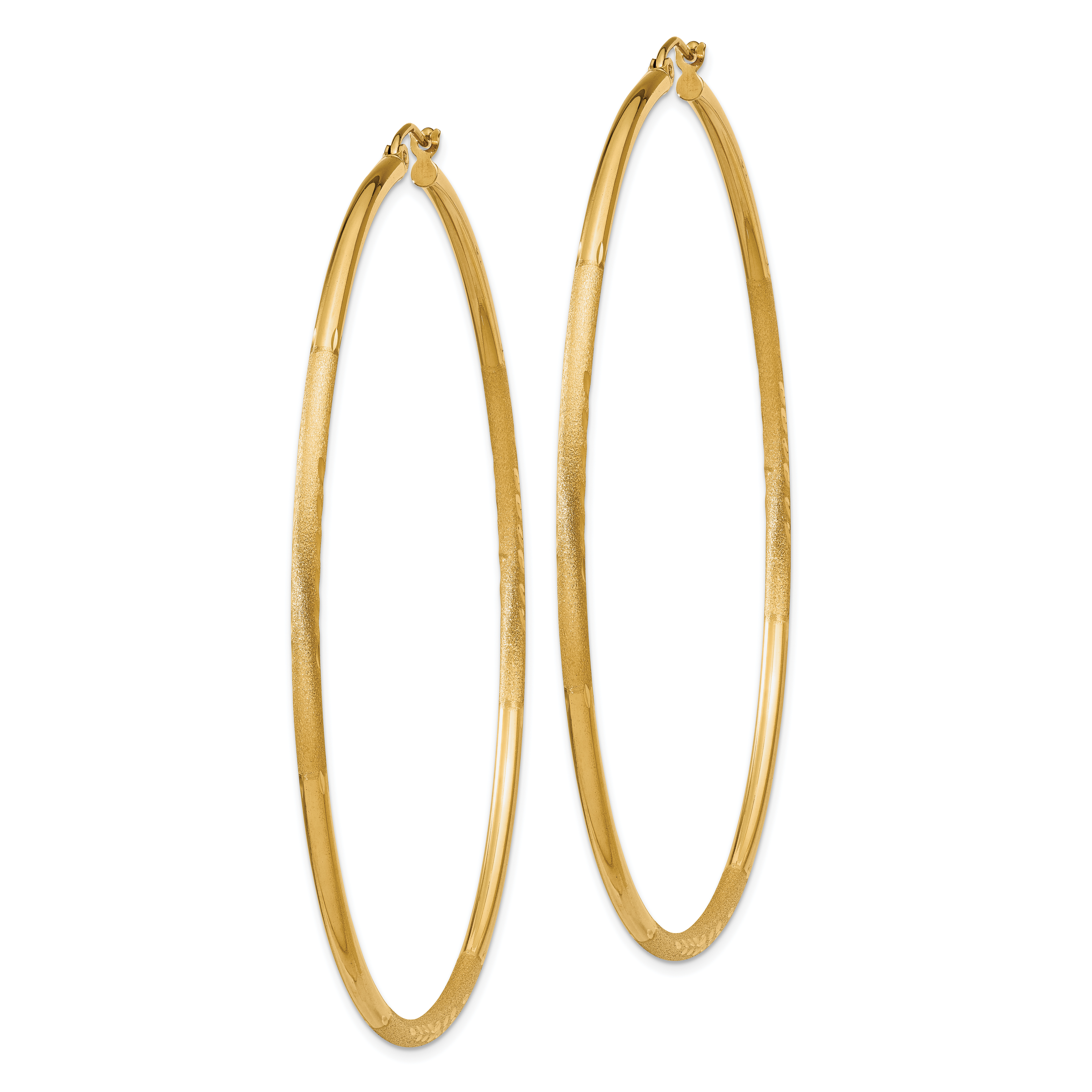  13 mm 14k Yellow Gold Satin and Diamond-cut Hoop Earrings  Unknown Friendly Weight 14K yellow gold - view 89