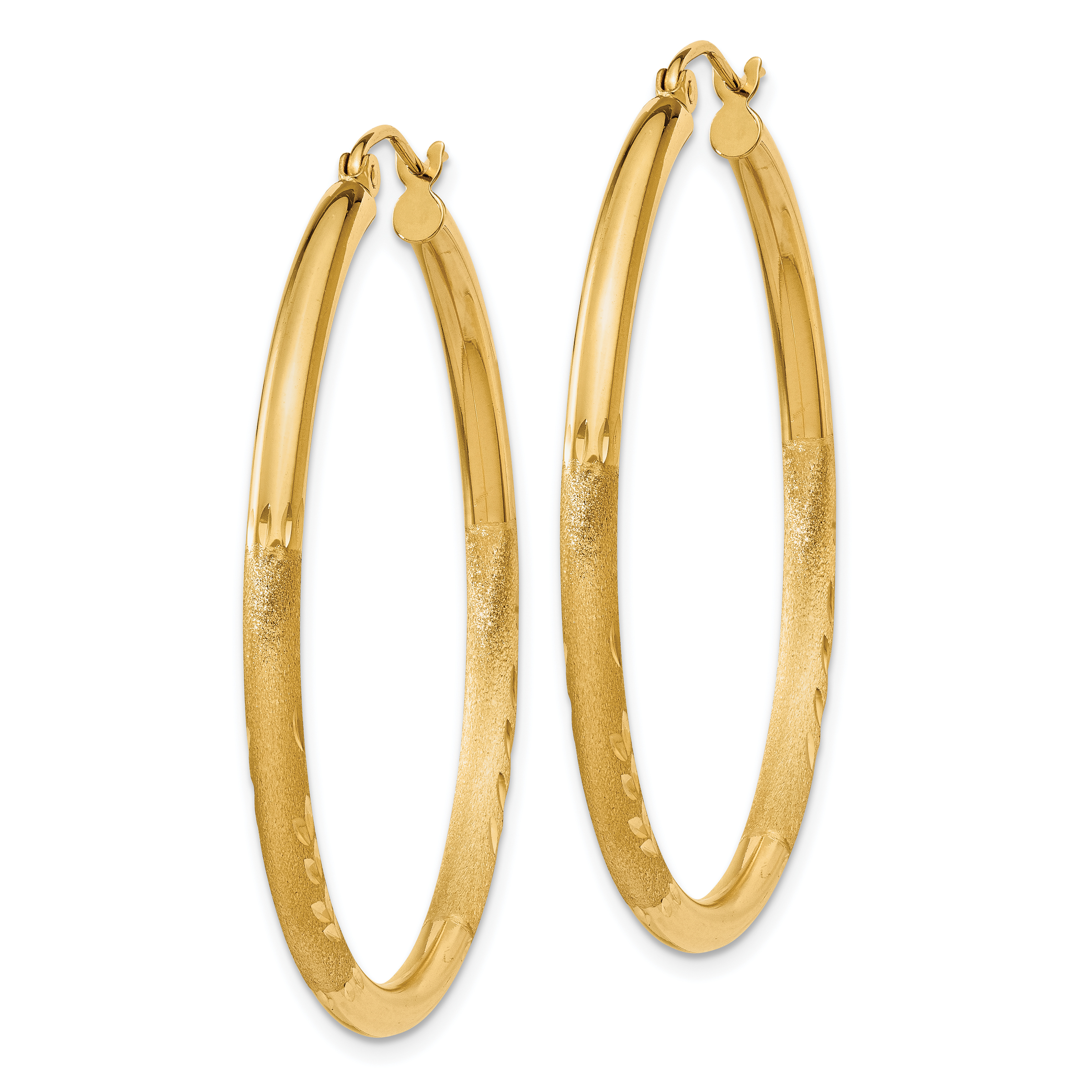  13 mm 14k Yellow Gold Satin and Diamond-cut Hoop Earrings  Unknown Friendly Weight 14K yellow gold - view 49
