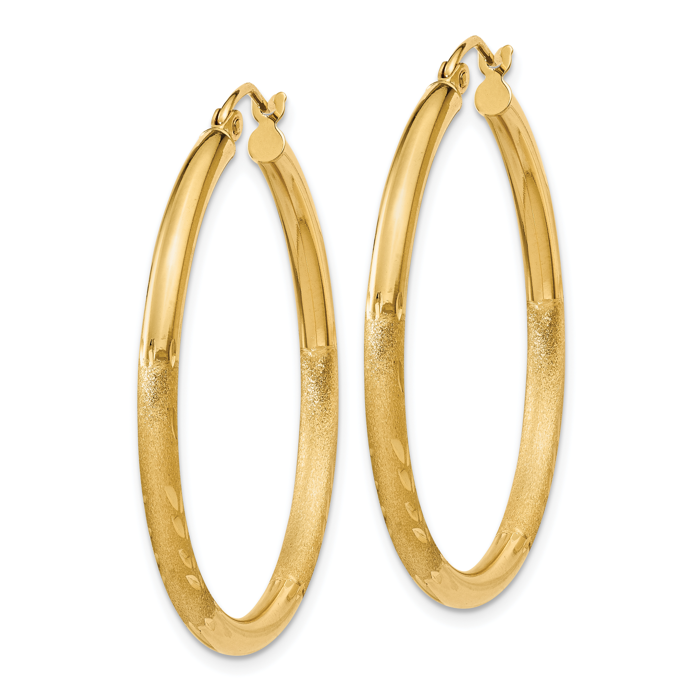  13 mm 14k Yellow Gold Satin and Diamond-cut Hoop Earrings  Unknown Friendly Weight 14K yellow gold - view 33