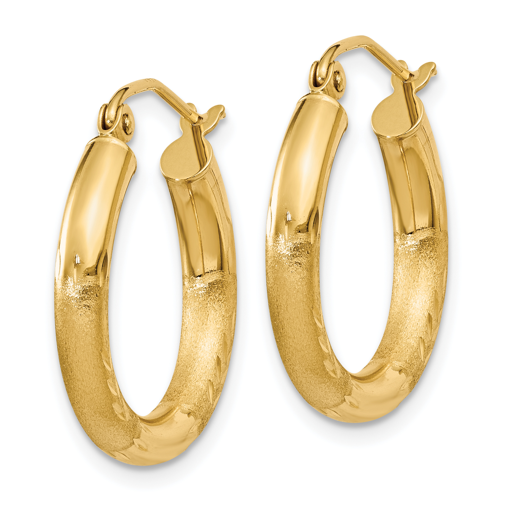  13 mm 14k Yellow Gold Satin and Diamond-cut Hoop Earrings  Unknown Friendly Weight 14K yellow gold - view 17