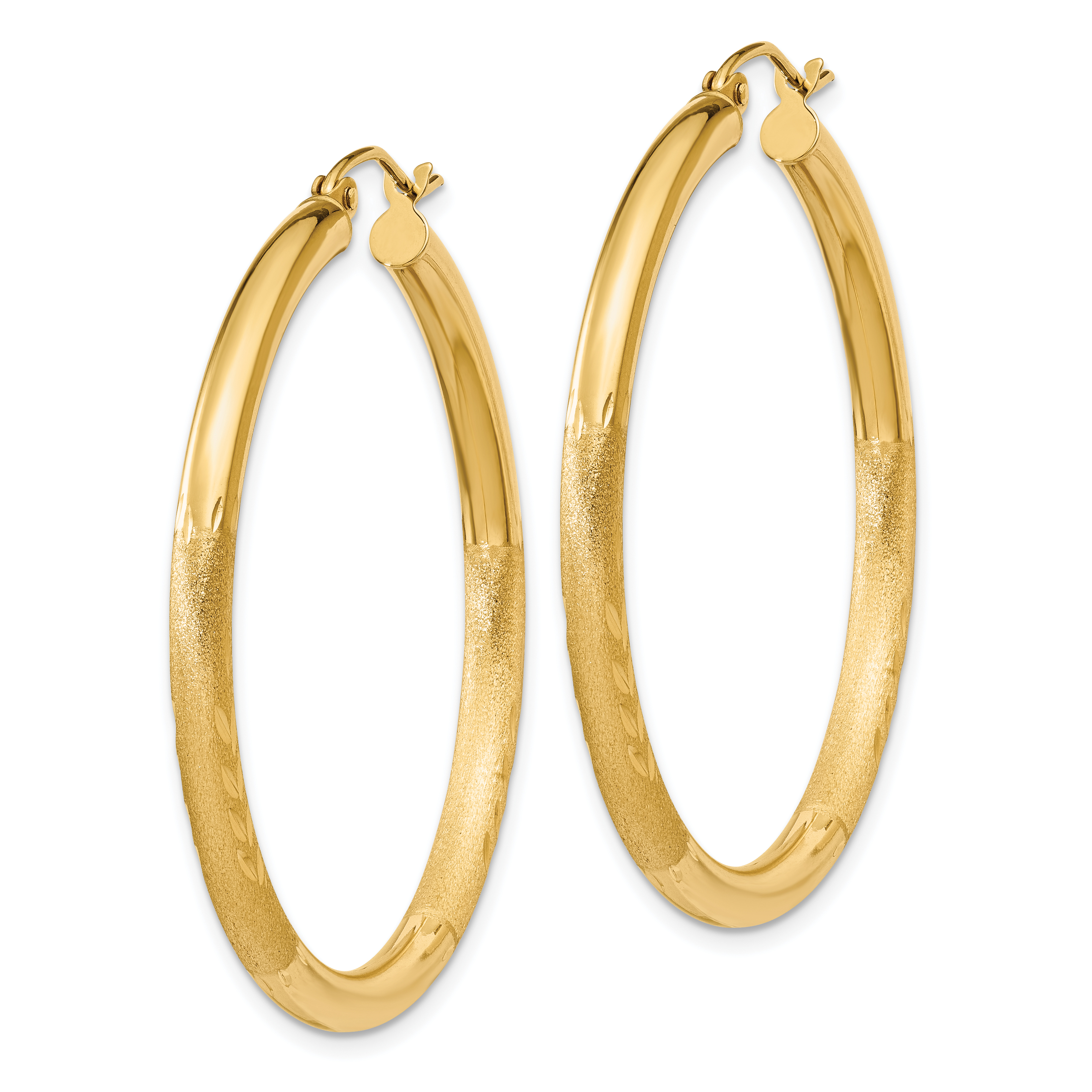  13 mm 14k Yellow Gold Satin and Diamond-cut Hoop Earrings  Unknown Friendly Weight 14K yellow gold - view 57