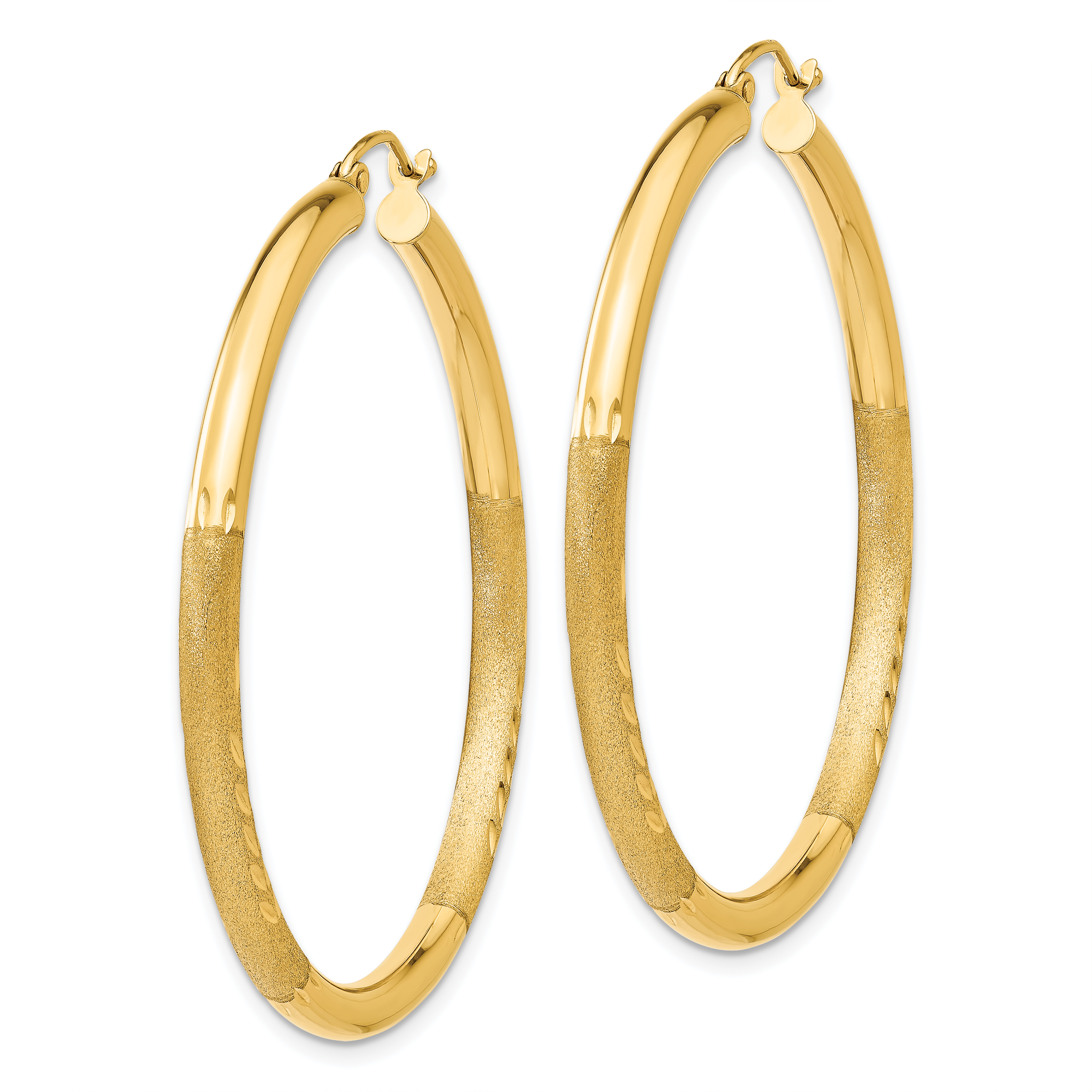  13 mm 14k Yellow Gold Satin and Diamond-cut Hoop Earrings  Unknown Friendly Weight 14K yellow gold - view 65