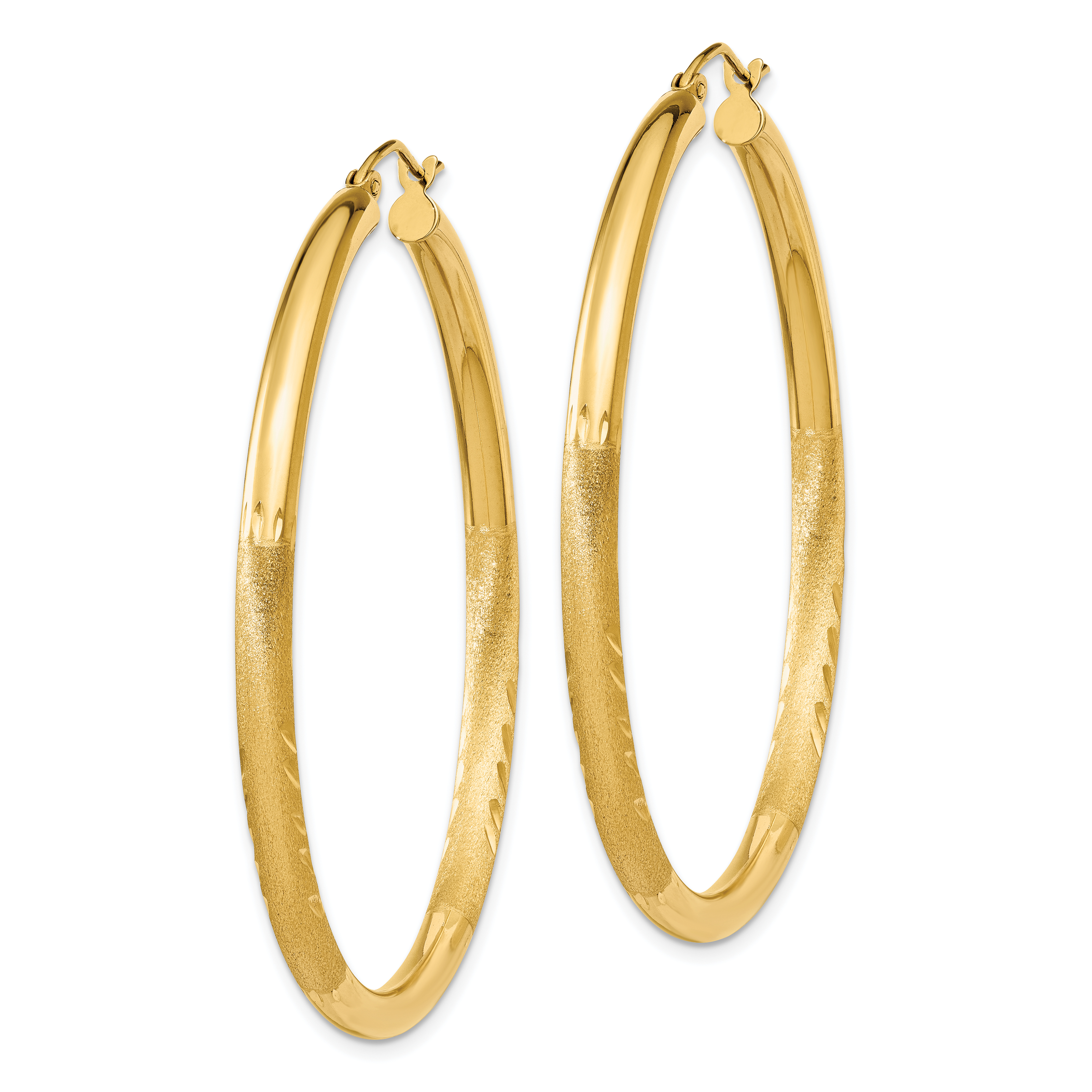  13 mm 14k Yellow Gold Satin and Diamond-cut Hoop Earrings  Unknown Friendly Weight 14K yellow gold - view 73