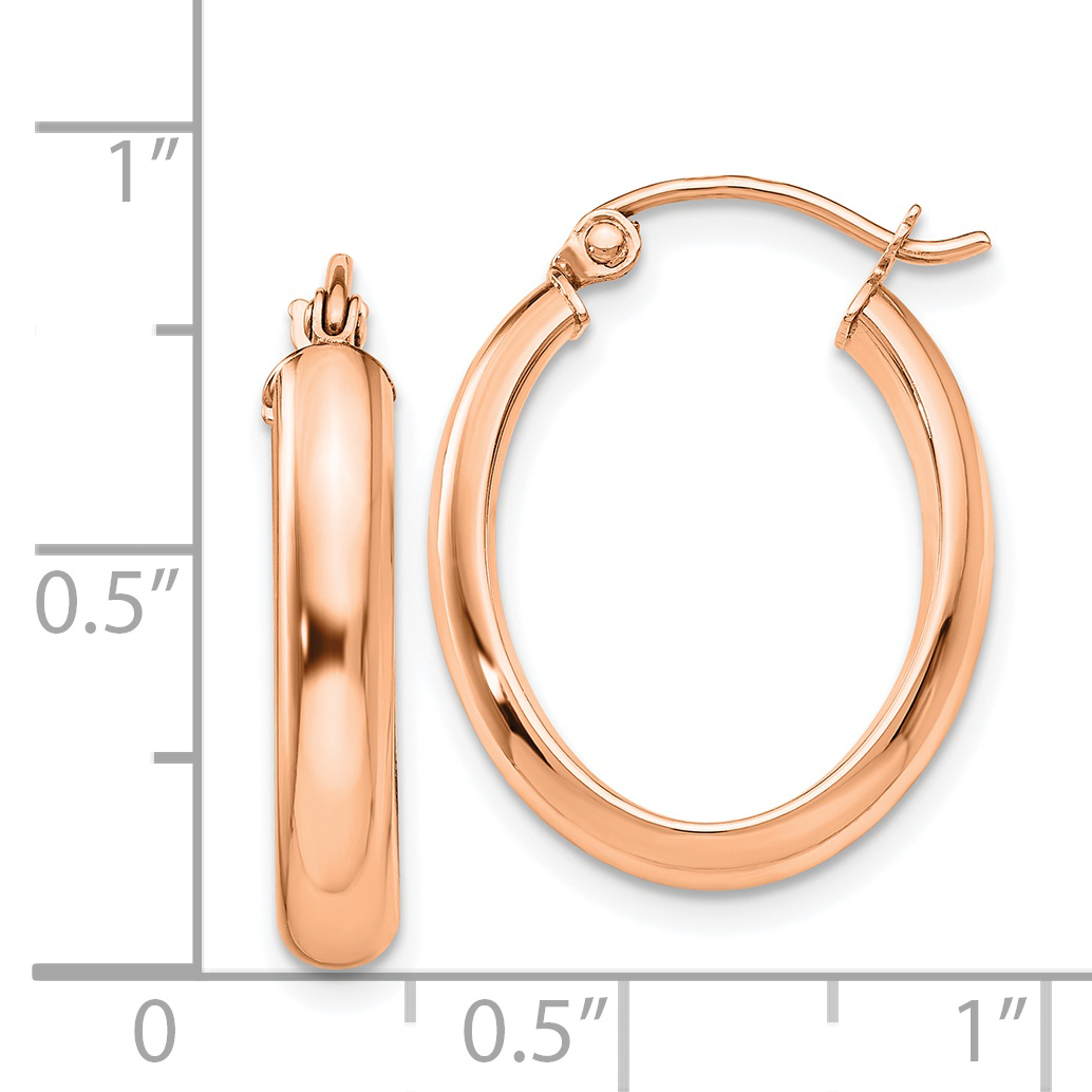  18.25 mm 14k Rose Gold Half Round Oval Hoop Earrings  Unknown Friendly Weight 14K rose gold - view 7