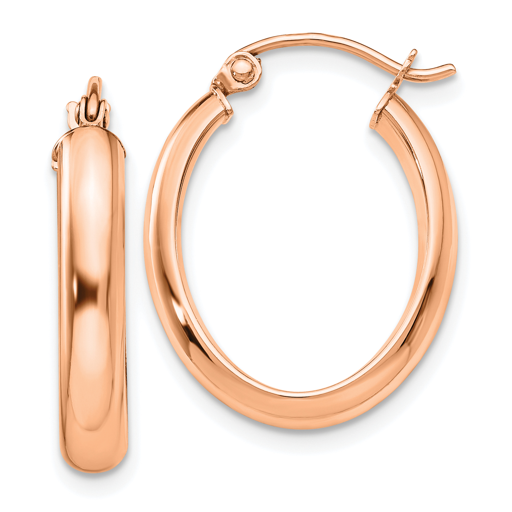  18.25 mm 14k Rose Gold Half Round Oval Hoop Earrings  Unknown Friendly Weight 14K rose gold - view 8