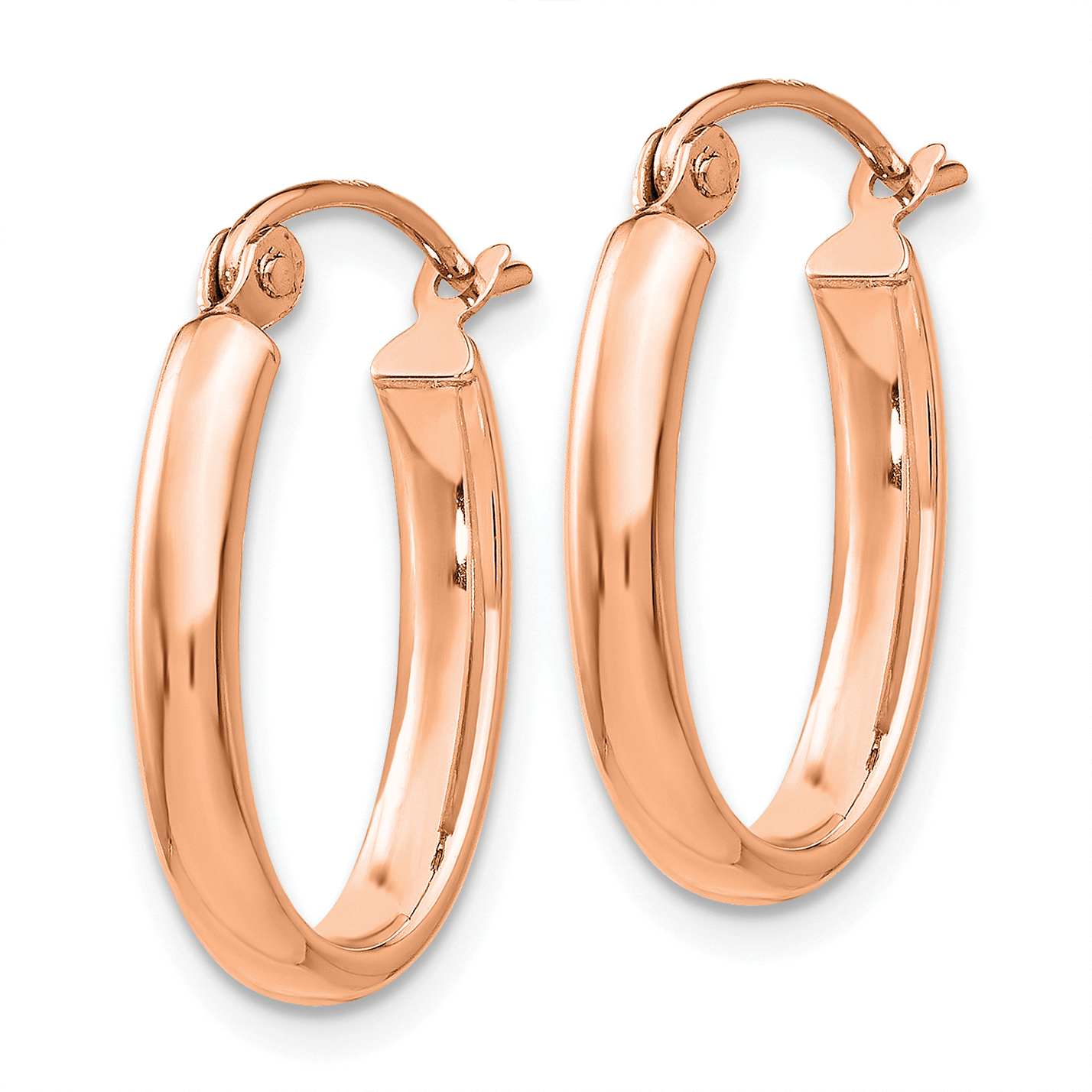  18.25 mm 14k Rose Gold Half Round Oval Hoop Earrings  Unknown Friendly Weight 14K rose gold