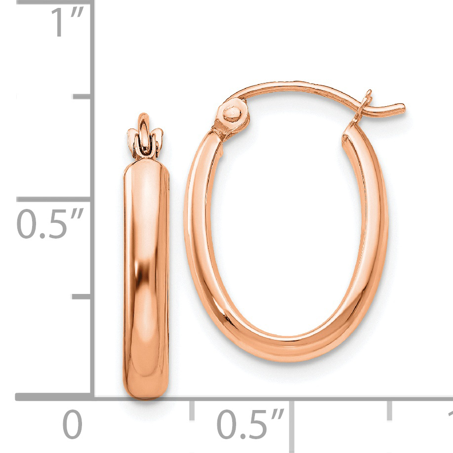  18.25 mm 14k Rose Gold Half Round Oval Hoop Earrings  Unknown Friendly Weight 14K rose gold - view 3