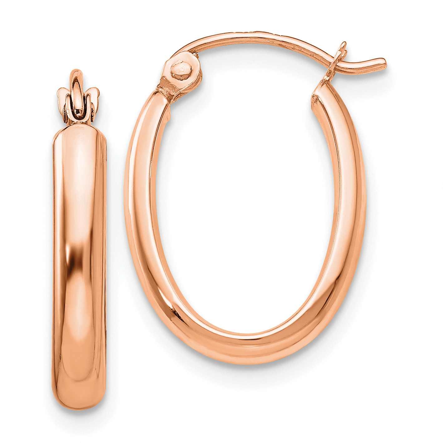  18.25 mm 14k Rose Gold Half Round Oval Hoop Earrings  Unknown Friendly Weight 14K rose gold - view 4