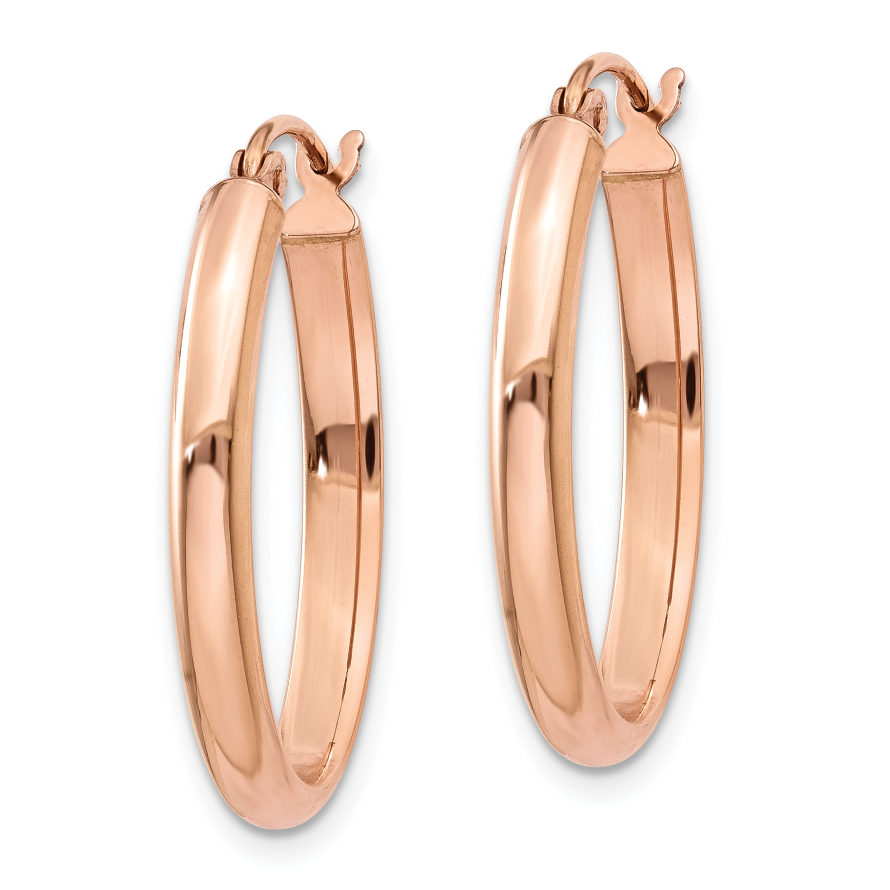  18.25 mm 14k Rose Gold Half Round Oval Hoop Earrings  Unknown Friendly Weight 14K rose gold - view 9
