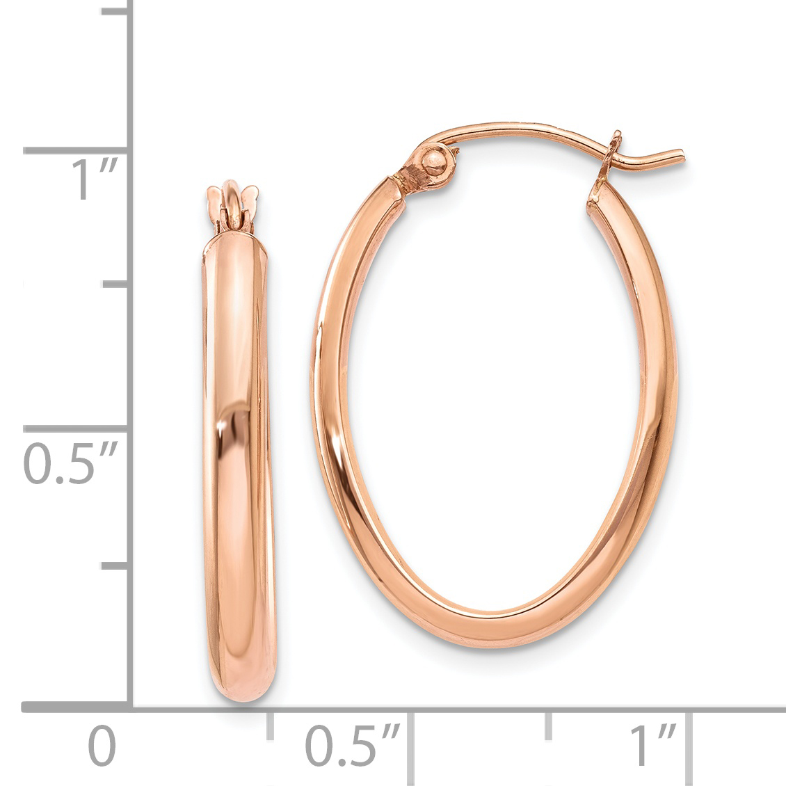  18.25 mm 14k Rose Gold Half Round Oval Hoop Earrings  Unknown Friendly Weight 14K rose gold - view 11