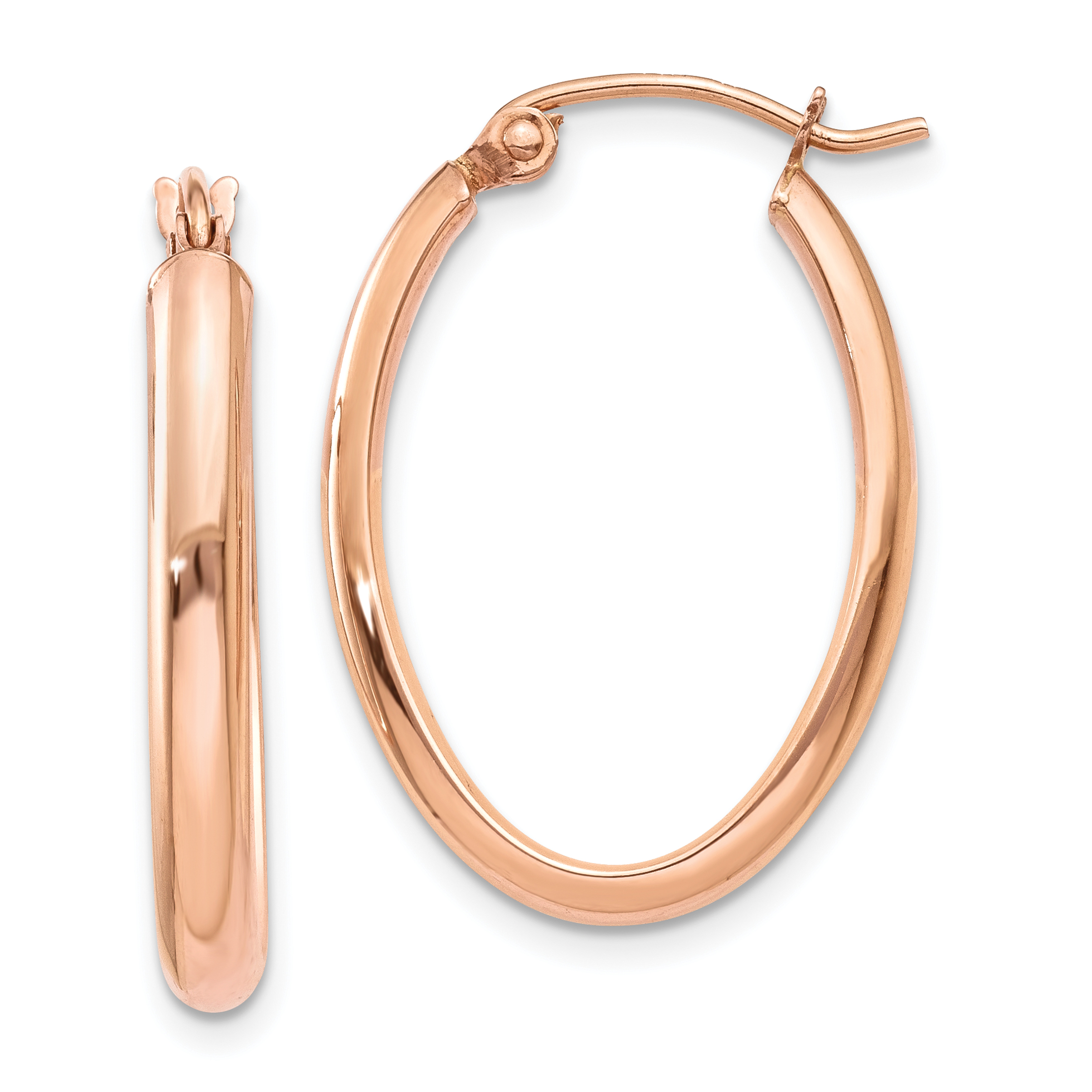  18.25 mm 14k Rose Gold Half Round Oval Hoop Earrings  Unknown Friendly Weight 14K rose gold - view 12