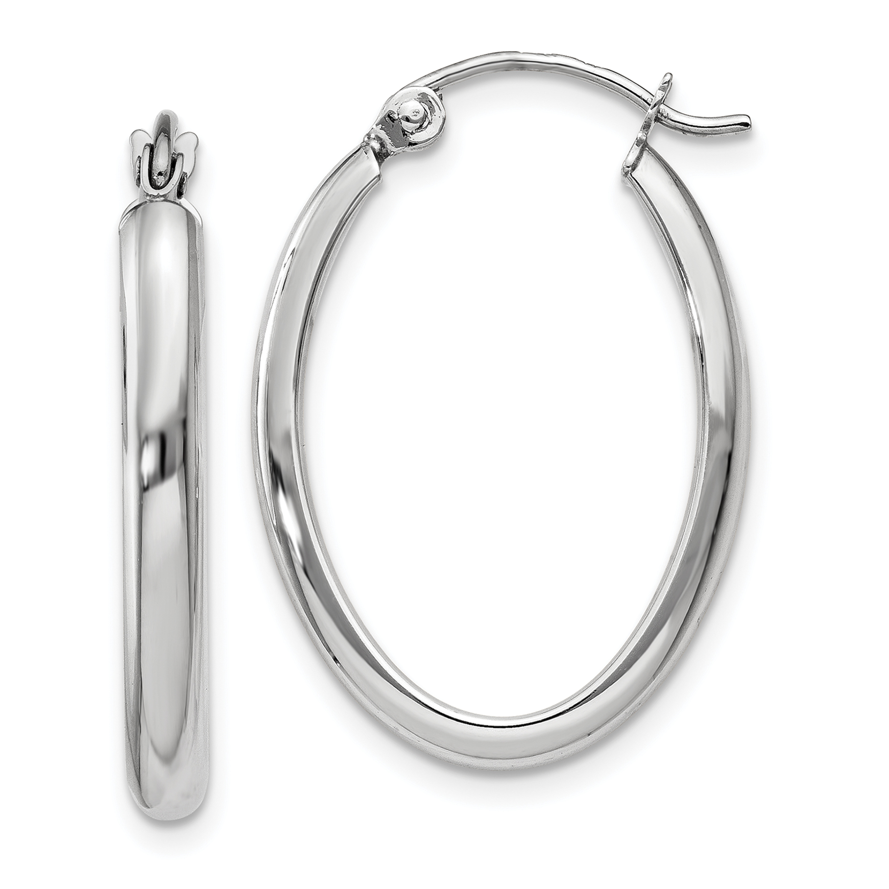  24 mm 14k White Gold Half Round Oval Hoop Earrings  Unknown Friendly Weight 14K white gold - view 4