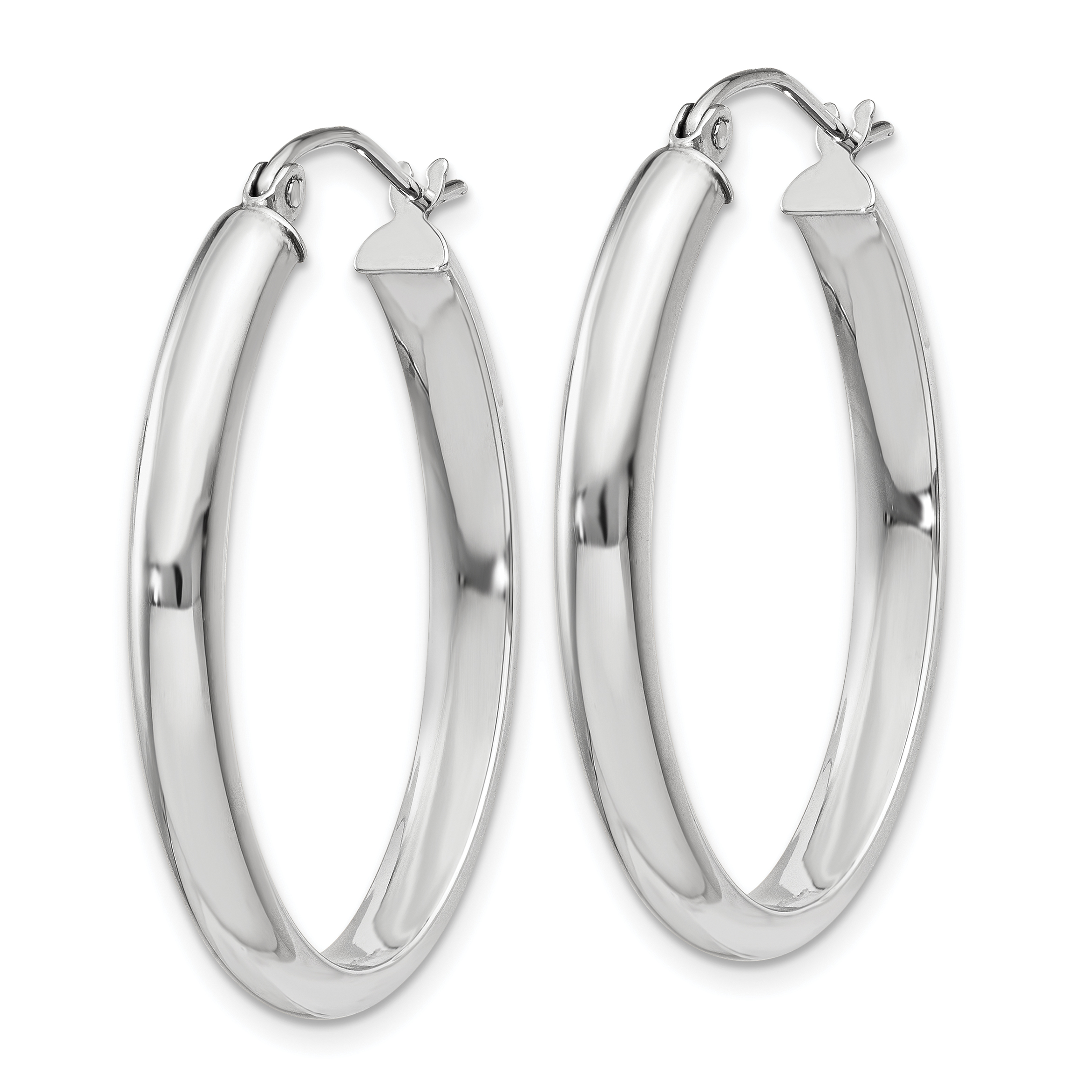  24 mm 14k White Gold Half Round Oval Hoop Earrings  Unknown Friendly Weight 14K white gold - view 9