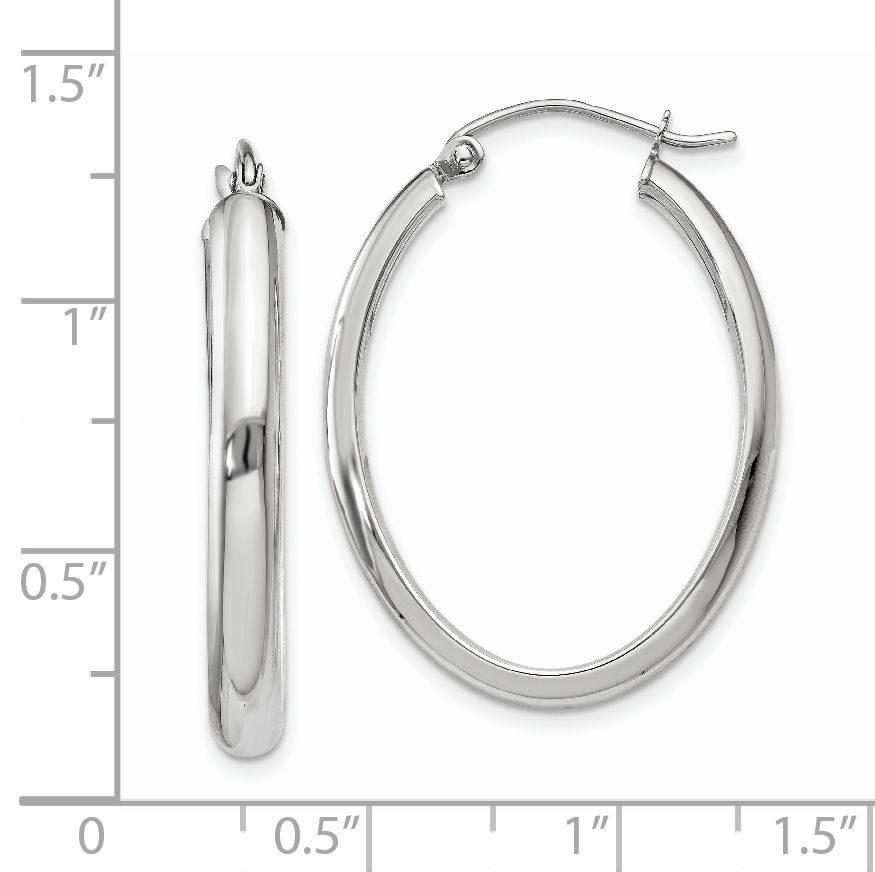  24 mm 14k White Gold Half Round Oval Hoop Earrings  Unknown Friendly Weight 14K white gold - view 11