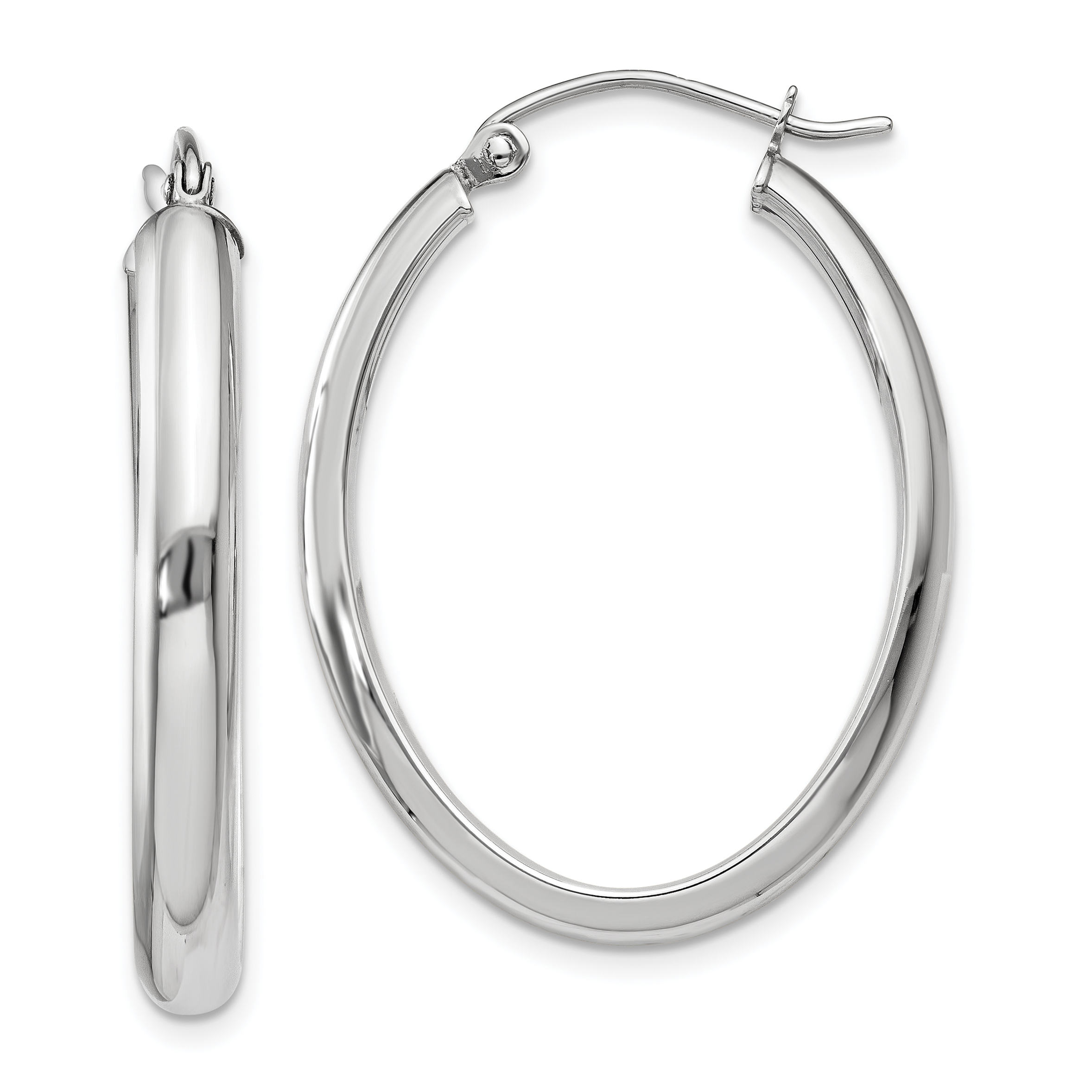  24 mm 14k White Gold Half Round Oval Hoop Earrings  Unknown Friendly Weight 14K white gold - view 12