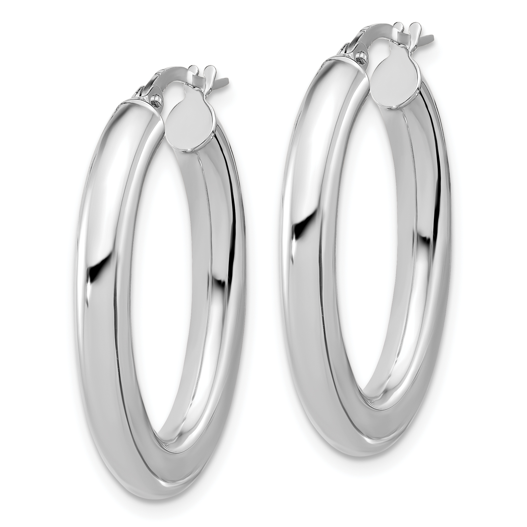  24 mm 14k White Gold Half Round Oval Hoop Earrings  Unknown Friendly Weight 14K white gold - view 5