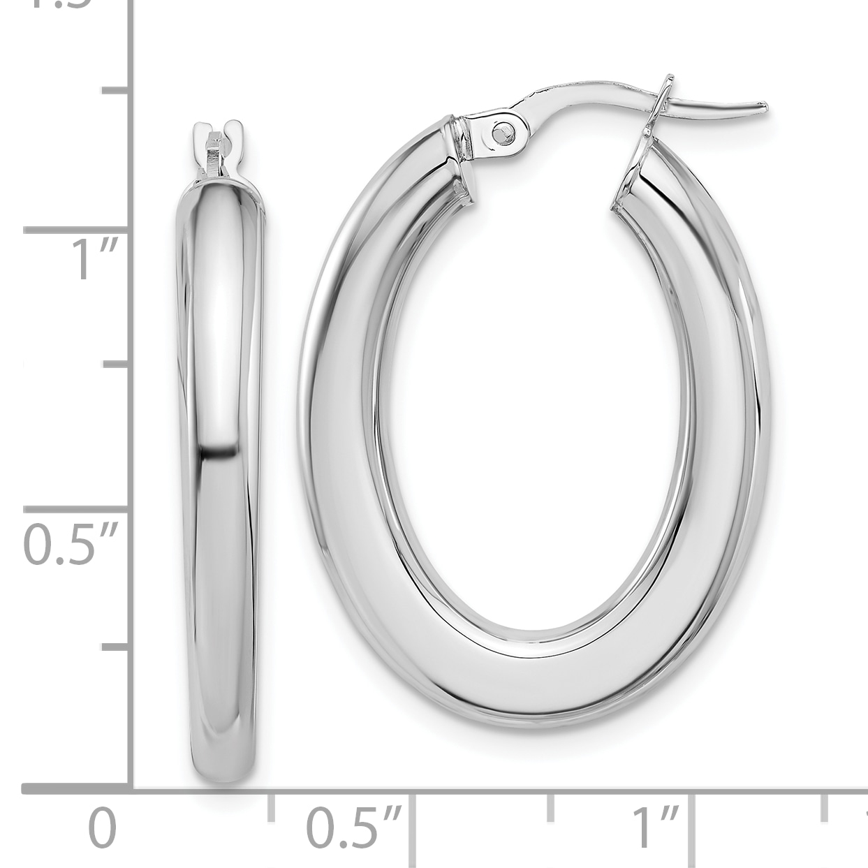  24 mm 14k White Gold Half Round Oval Hoop Earrings  Unknown Friendly Weight 14K white gold - view 7
