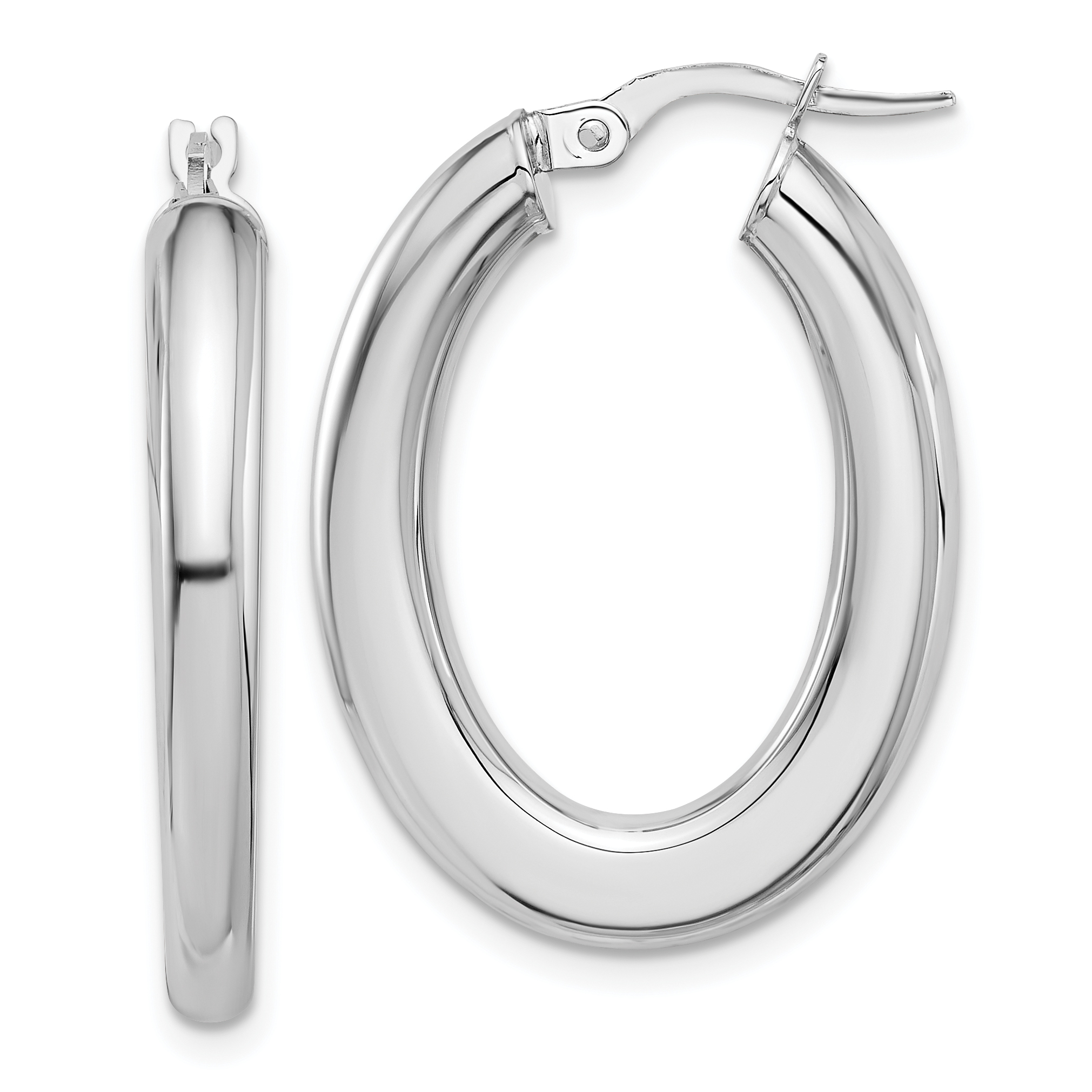  24 mm 14k White Gold Half Round Oval Hoop Earrings  Unknown Friendly Weight 14K white gold - view 8