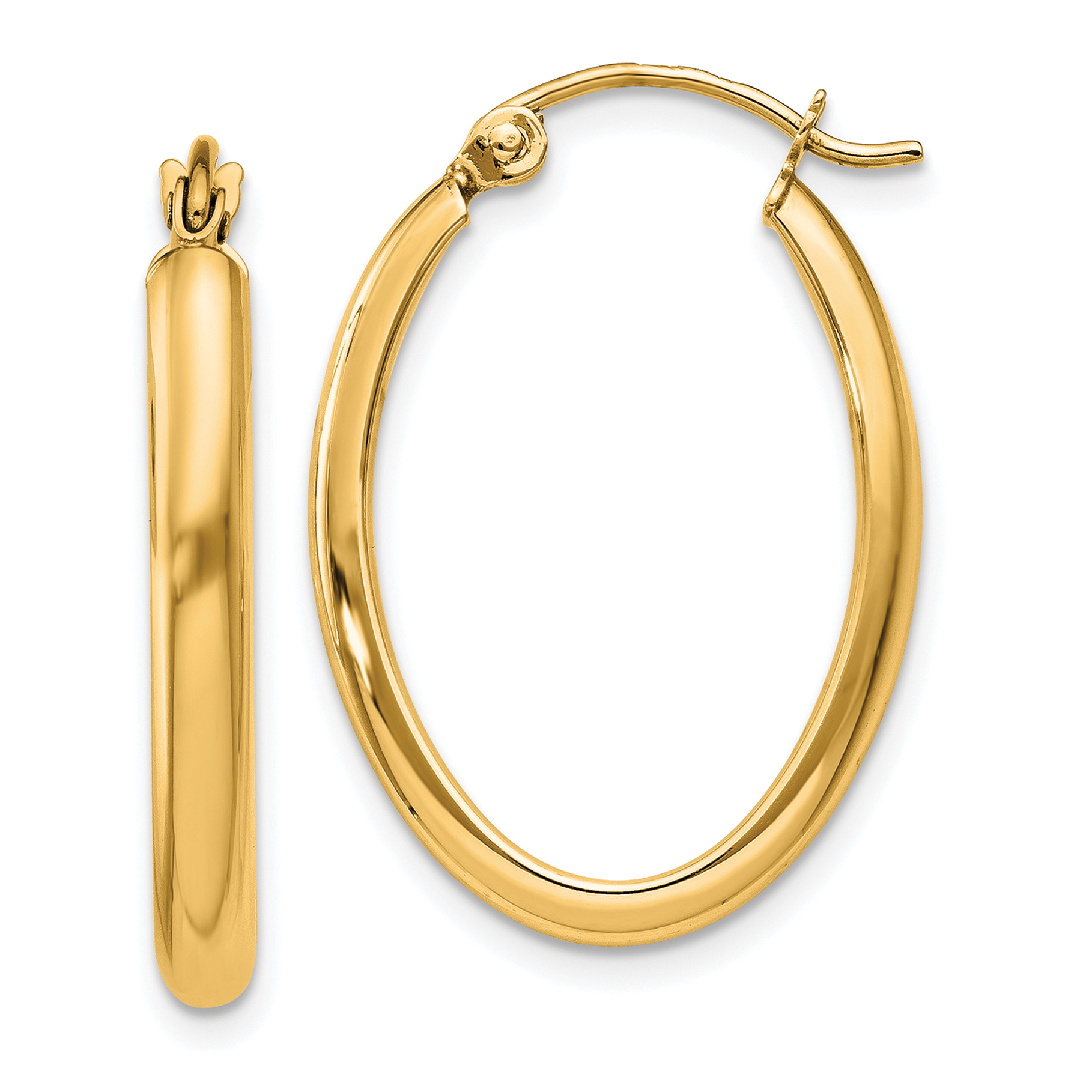  17 mm 14k Yellow Gold Half Round Oval Hoop Earrings 2.75 mm Unknown Friendly Weight 14K yellow gold - view 6