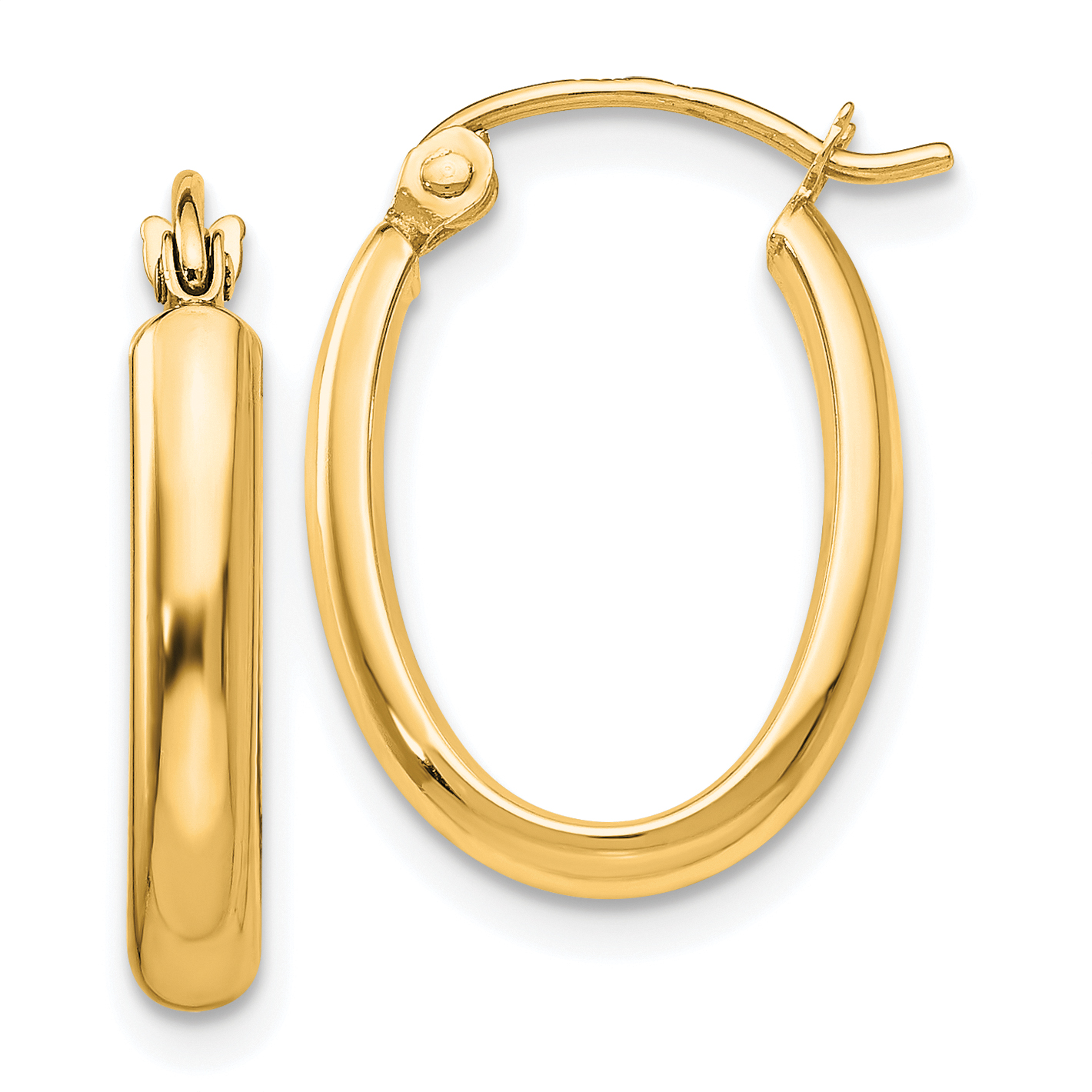  17 mm 14k Yellow Gold Half Round Oval Hoop Earrings 2.75 mm Unknown Friendly Weight 14K yellow gold - view 3