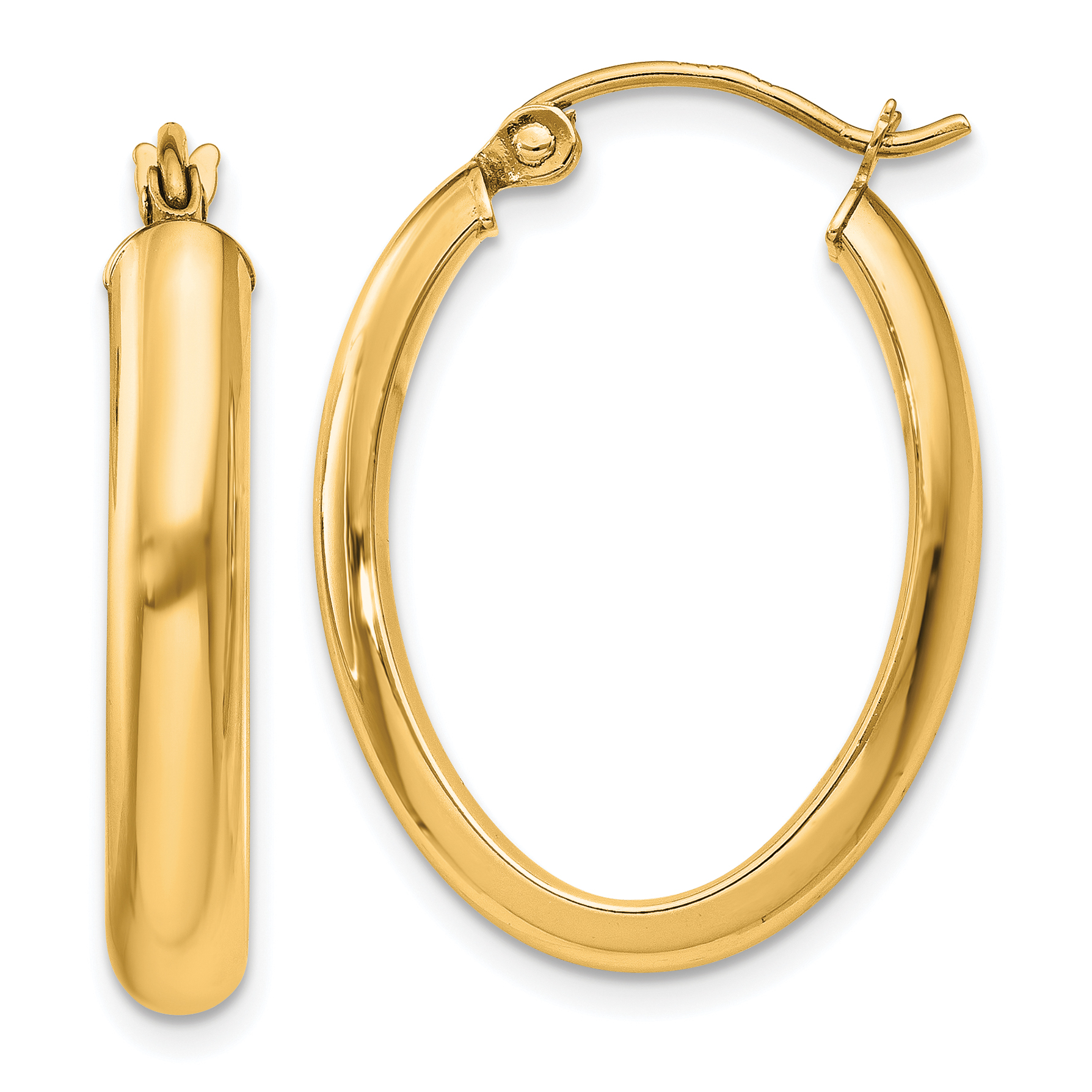  17 mm 14k Yellow Gold Half Round Oval Hoop Earrings 2.75 mm Unknown Friendly Weight 14K yellow gold - view 9