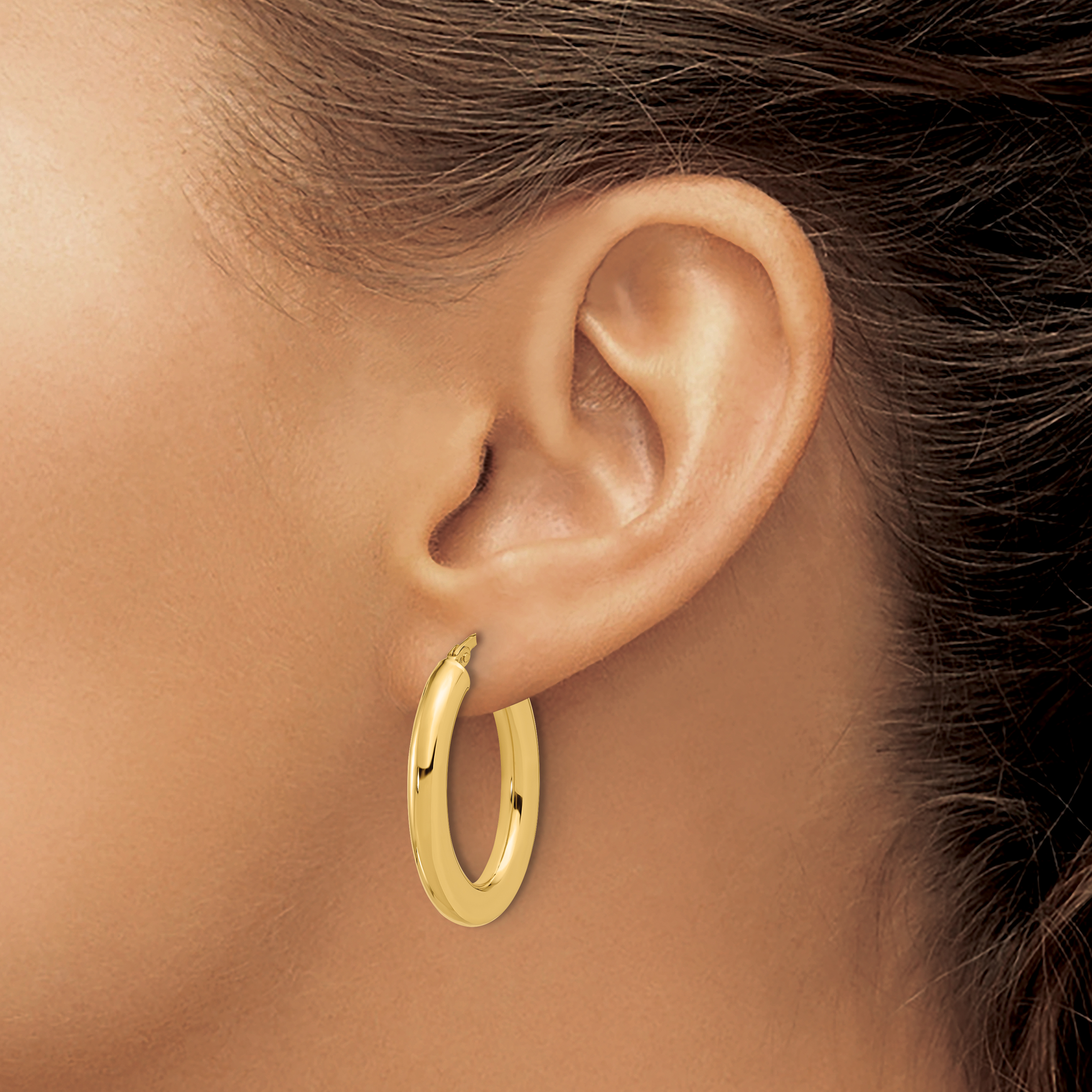  17 mm 14k Yellow Gold Half Round Oval Hoop Earrings 2.75 mm Unknown Friendly Weight 14K yellow gold - view 11