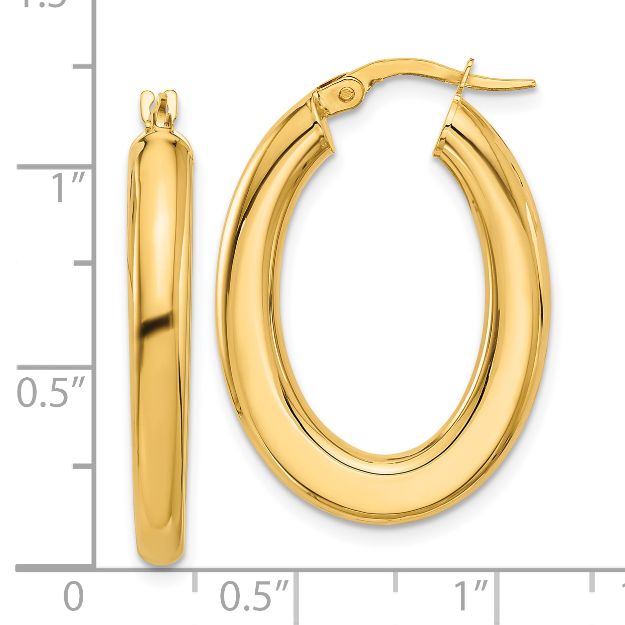  17 mm 14k Yellow Gold Half Round Oval Hoop Earrings 2.75 mm Unknown Friendly Weight 14K yellow gold - view 12