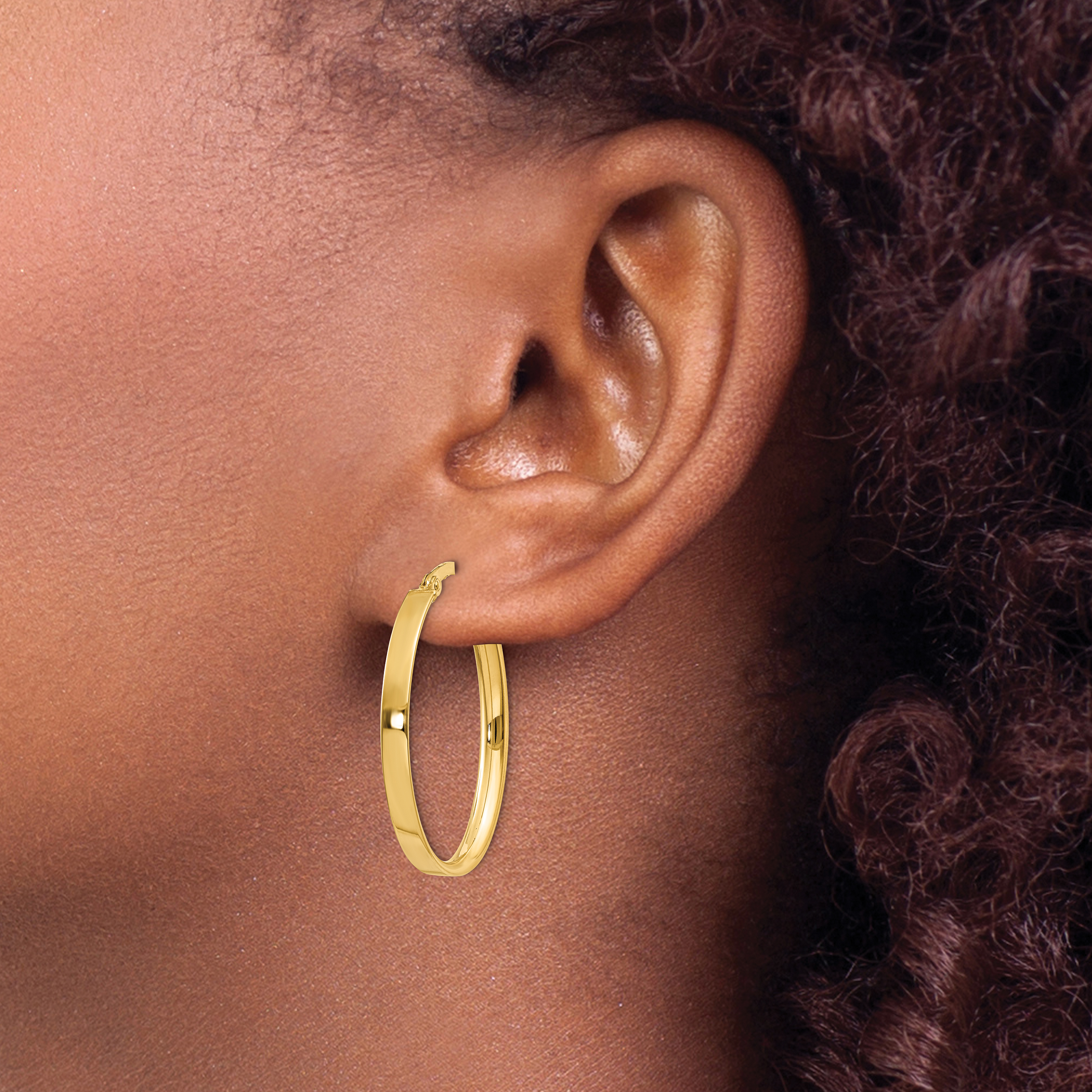  14 mm 10k Yellow Gold 3mm Gold Oval Tube Hoop Earrings  Unknown Friendly Weight 10K yellow gold - view 7
