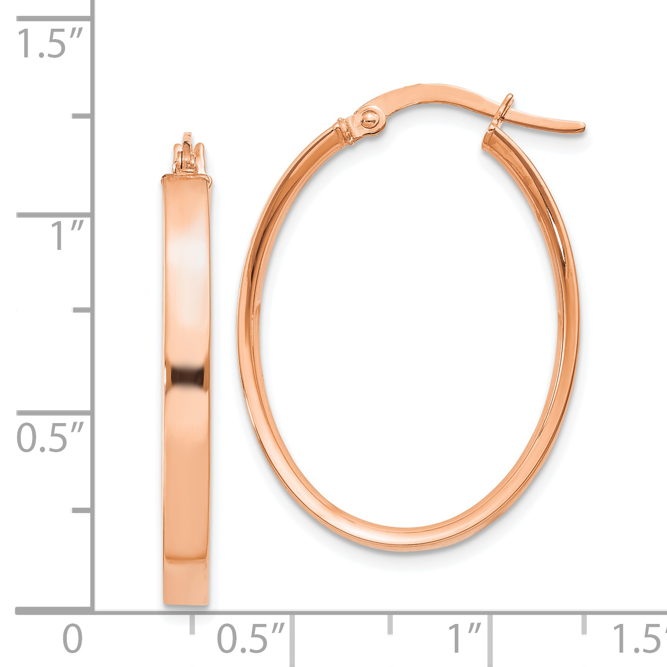  19 mm 14k Rose Gold 3mm Gold Oval Tube Hoop Earrings  Unknown Friendly Weight 14K rose gold - view 2