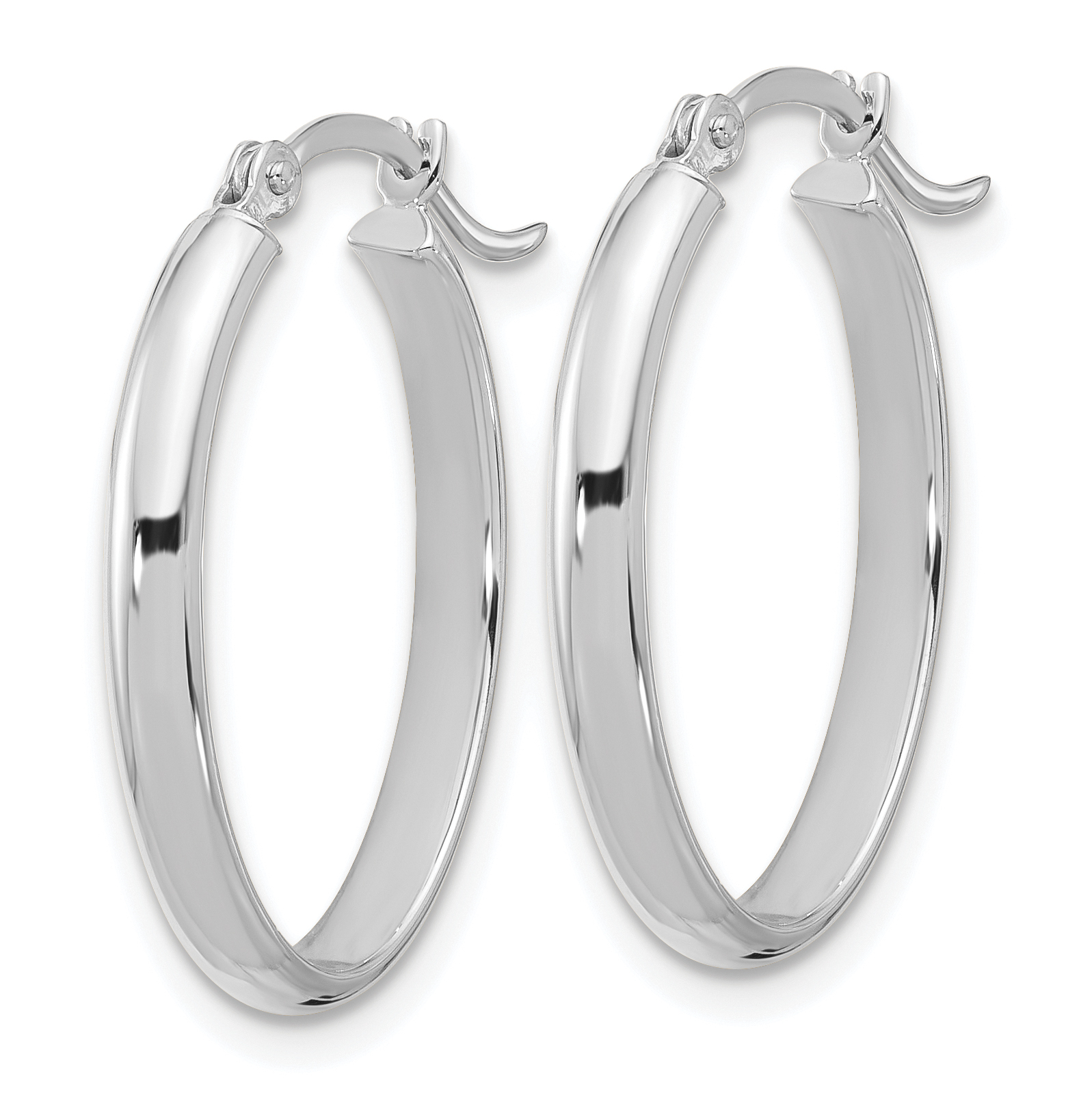  14 mm 14k White Gold 3mm Gold Oval Tube Hoop Earrings  Unknown Friendly Weight 14K white gold - view 2