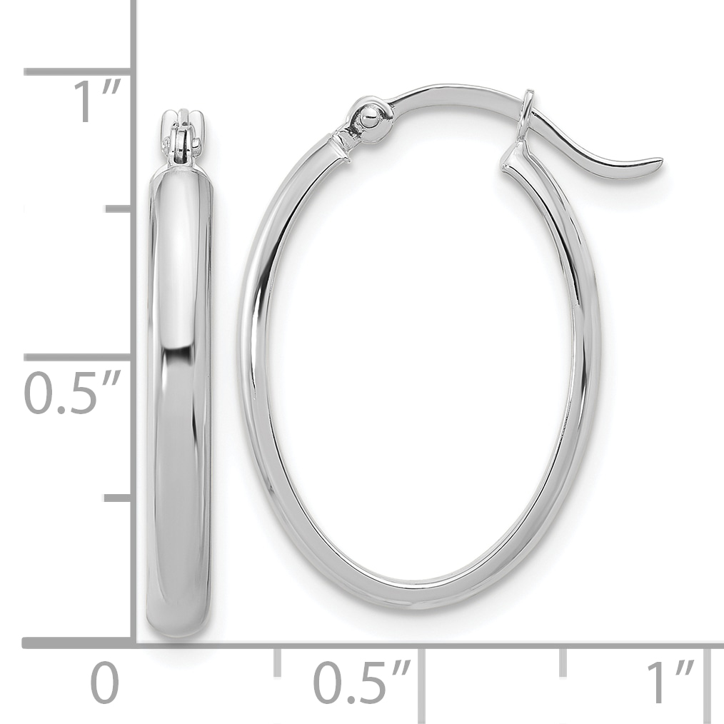  14 mm 14k White Gold 3mm Gold Oval Tube Hoop Earrings  Unknown Friendly Weight 14K white gold - view 3