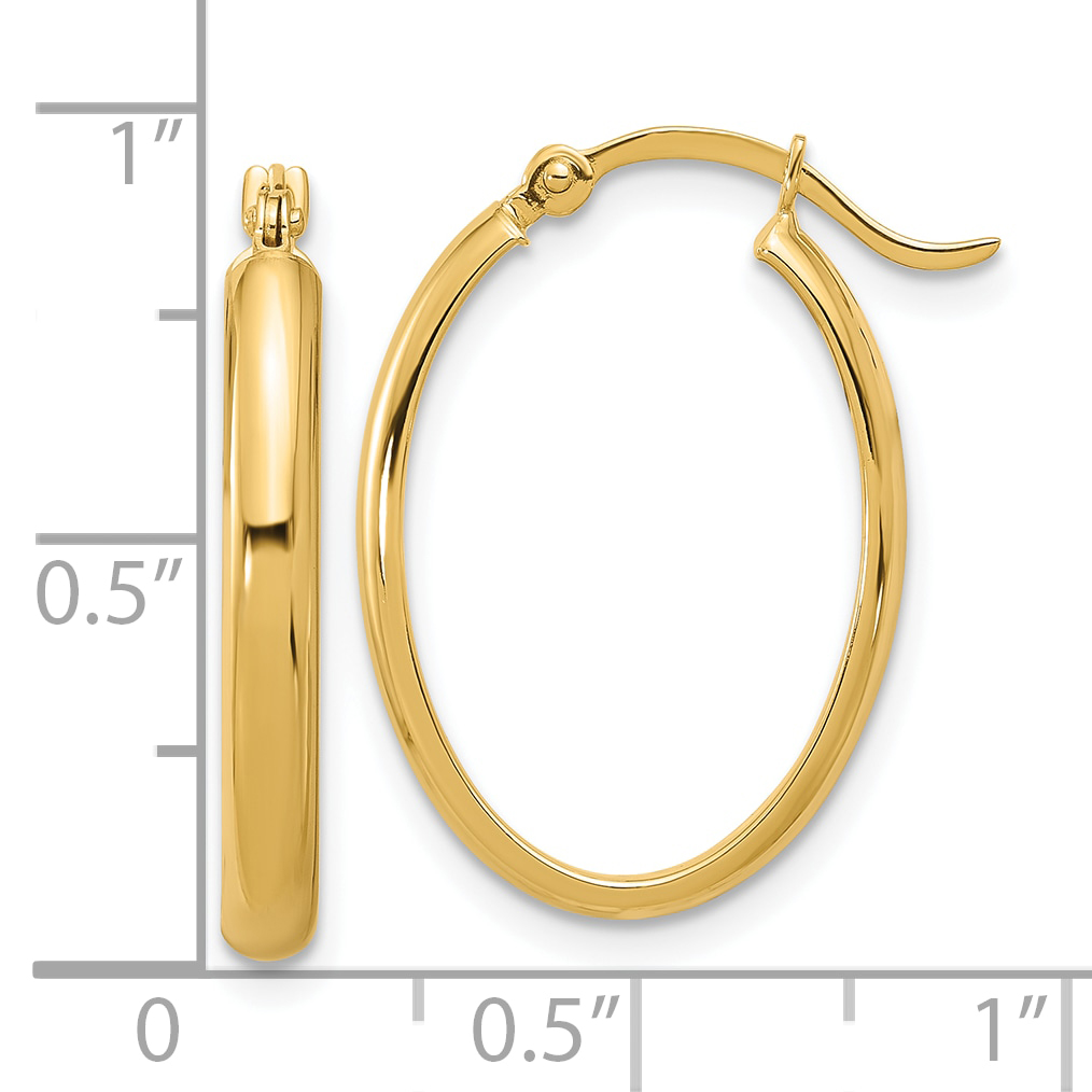  14 mm 14k Yellow Gold 3mm Gold Oval Tube Hoop Earrings  Unknown Friendly Weight 14K yellow gold - view 3