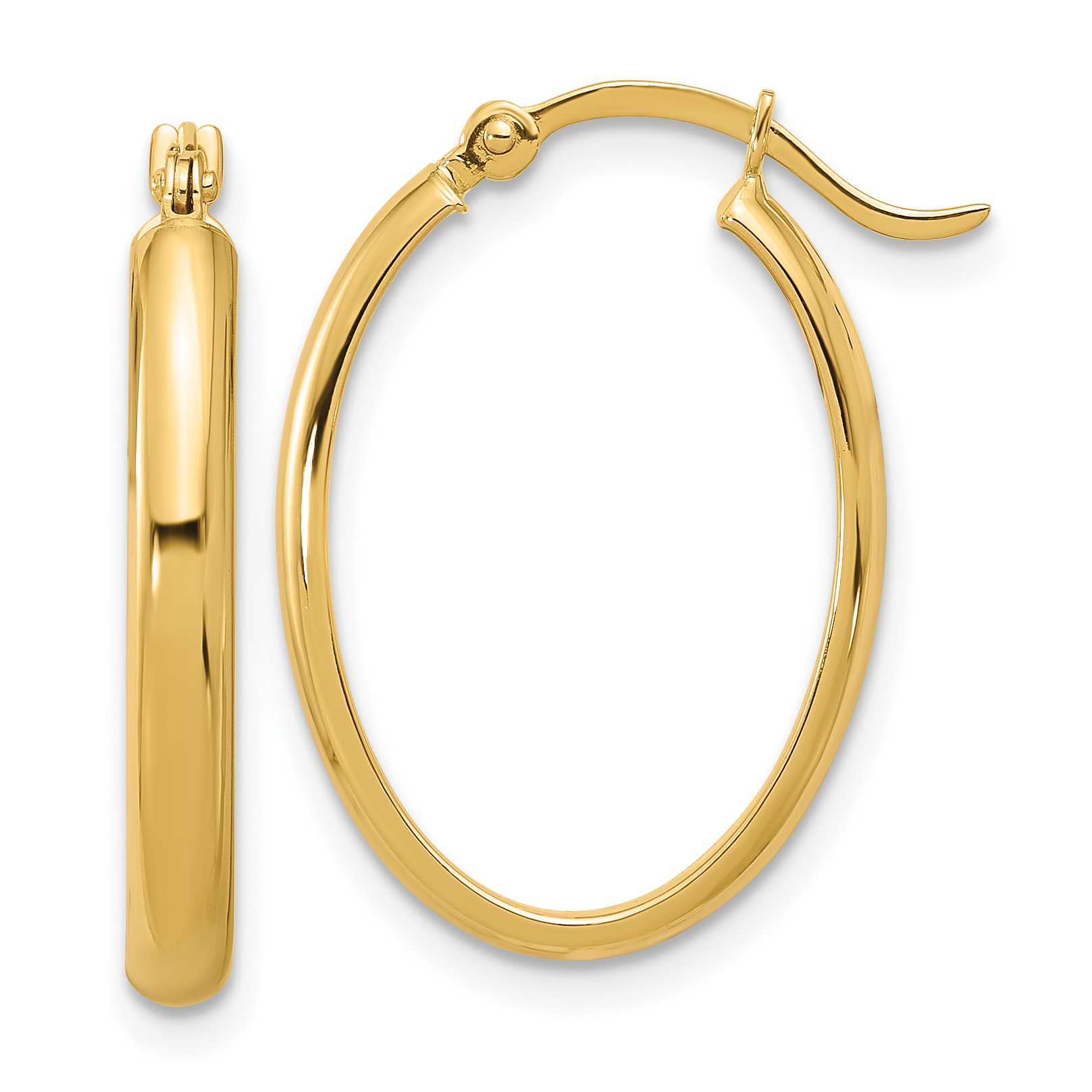  14 mm 14k Yellow Gold 3mm Gold Oval Tube Hoop Earrings  Unknown Friendly Weight 14K yellow gold - view 4