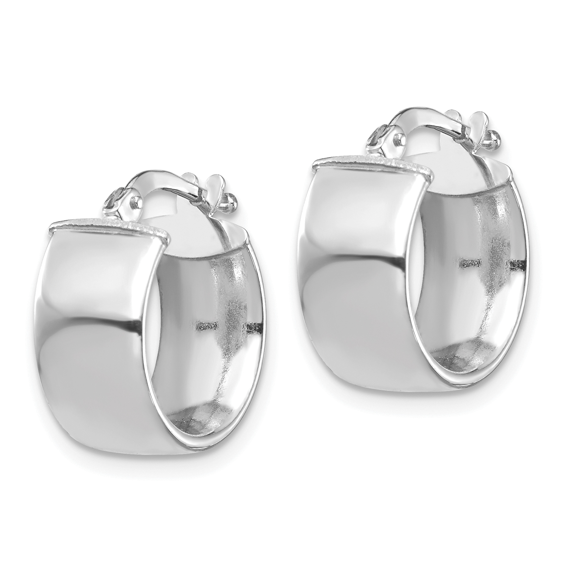  14 mm 10k White Gold 7mm Gold Tube Hoop Earrings  Unknown Friendly Weight 10K white gold - view 2