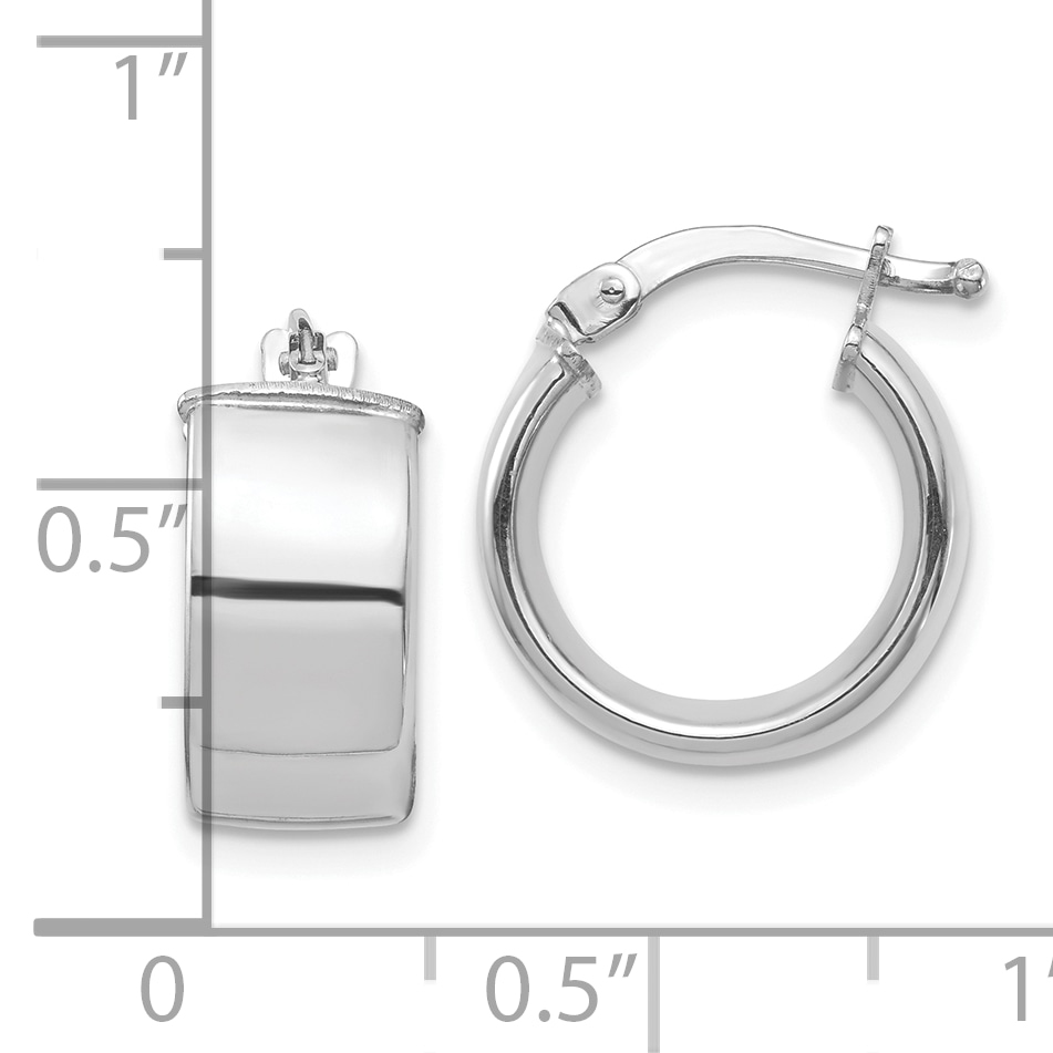  14 mm 10k White Gold 7mm Gold Tube Hoop Earrings  Unknown Friendly Weight 10K white gold - view 3